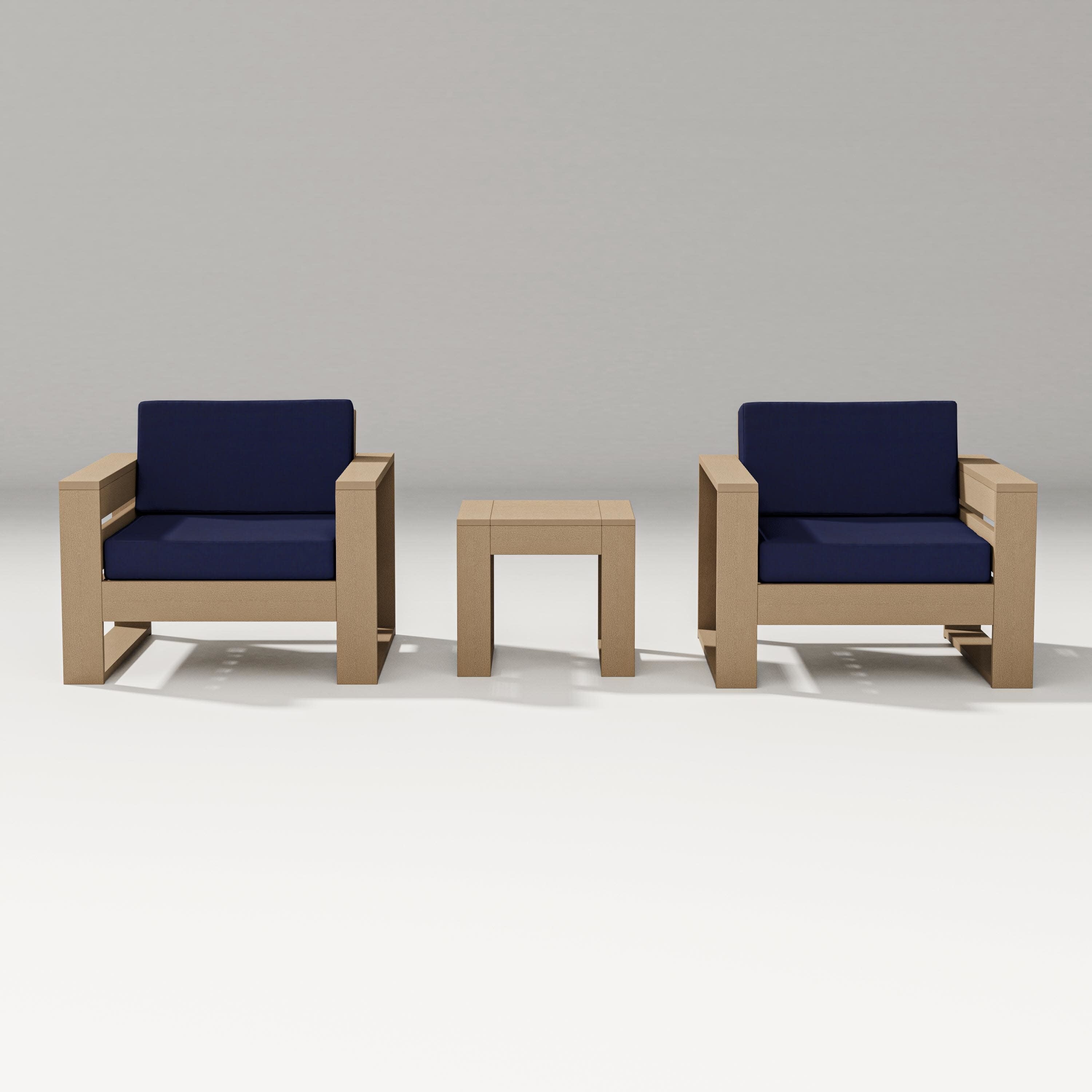 Latitude 3-Piece Lounge Chair Set in Vintage Sahara / Navy