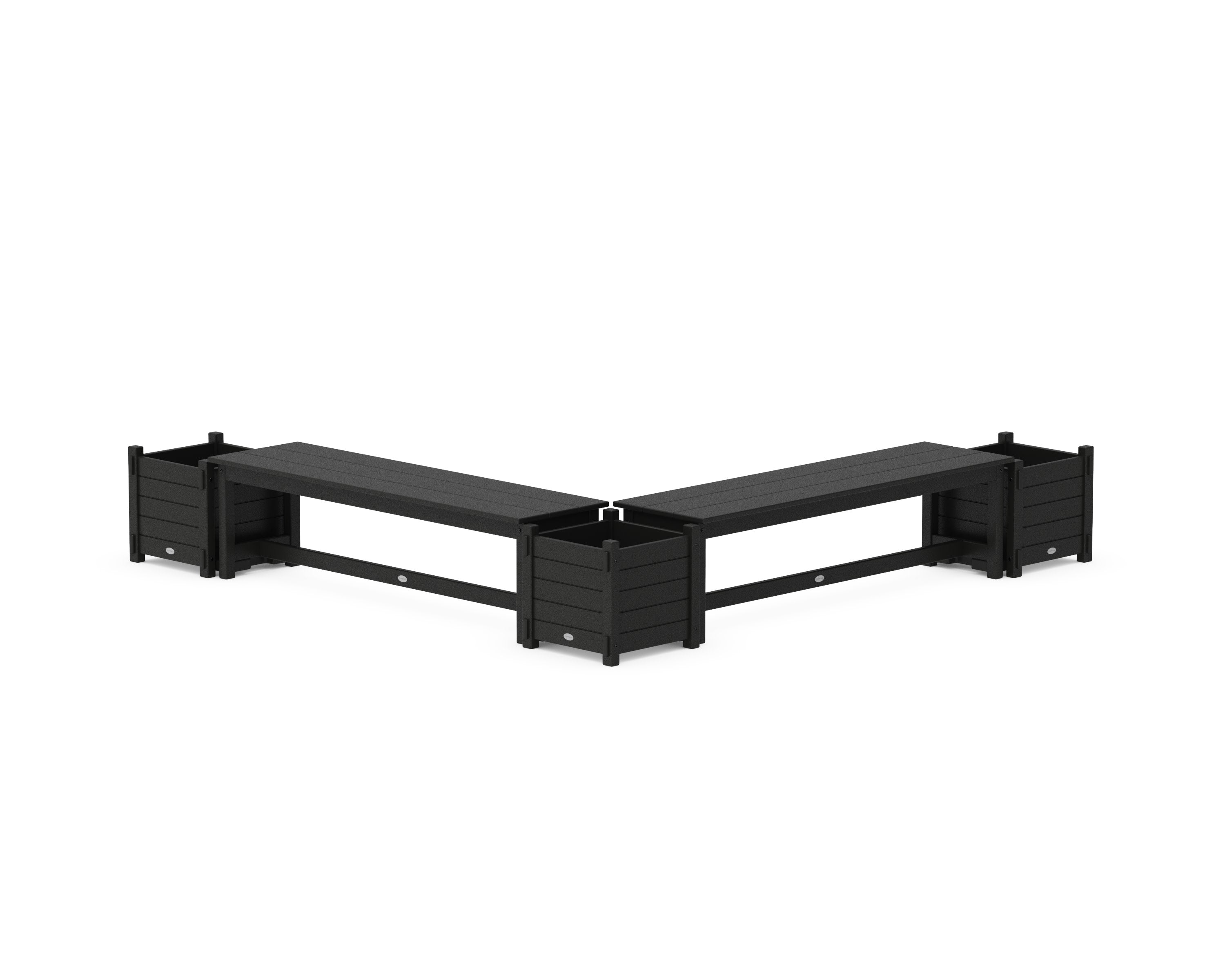 60" Nautical L- Shaped Planter Bench Corner Set in Black