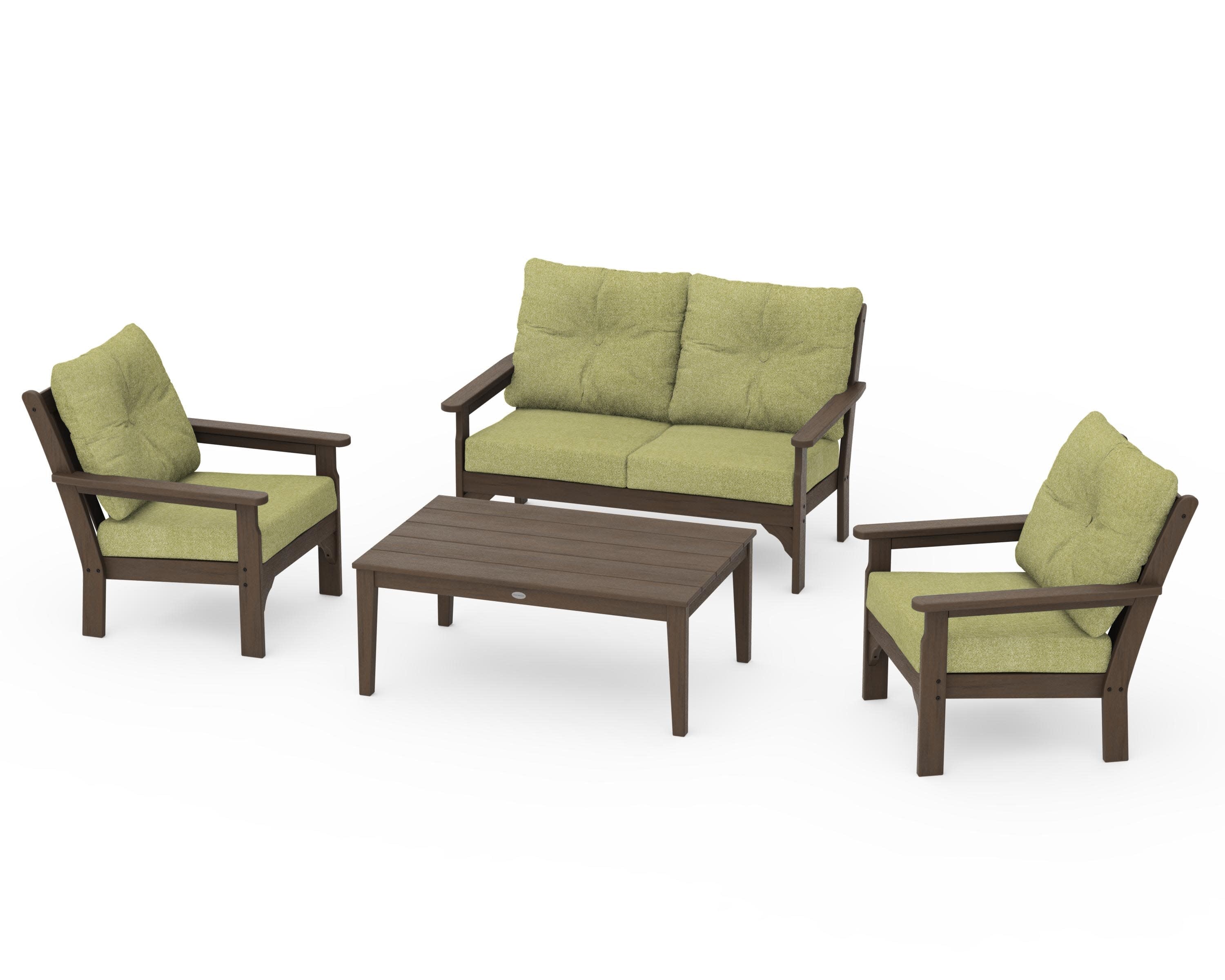 Vineyard 4-Piece Deep Seating Set in Kona / Chartreuse Boucle