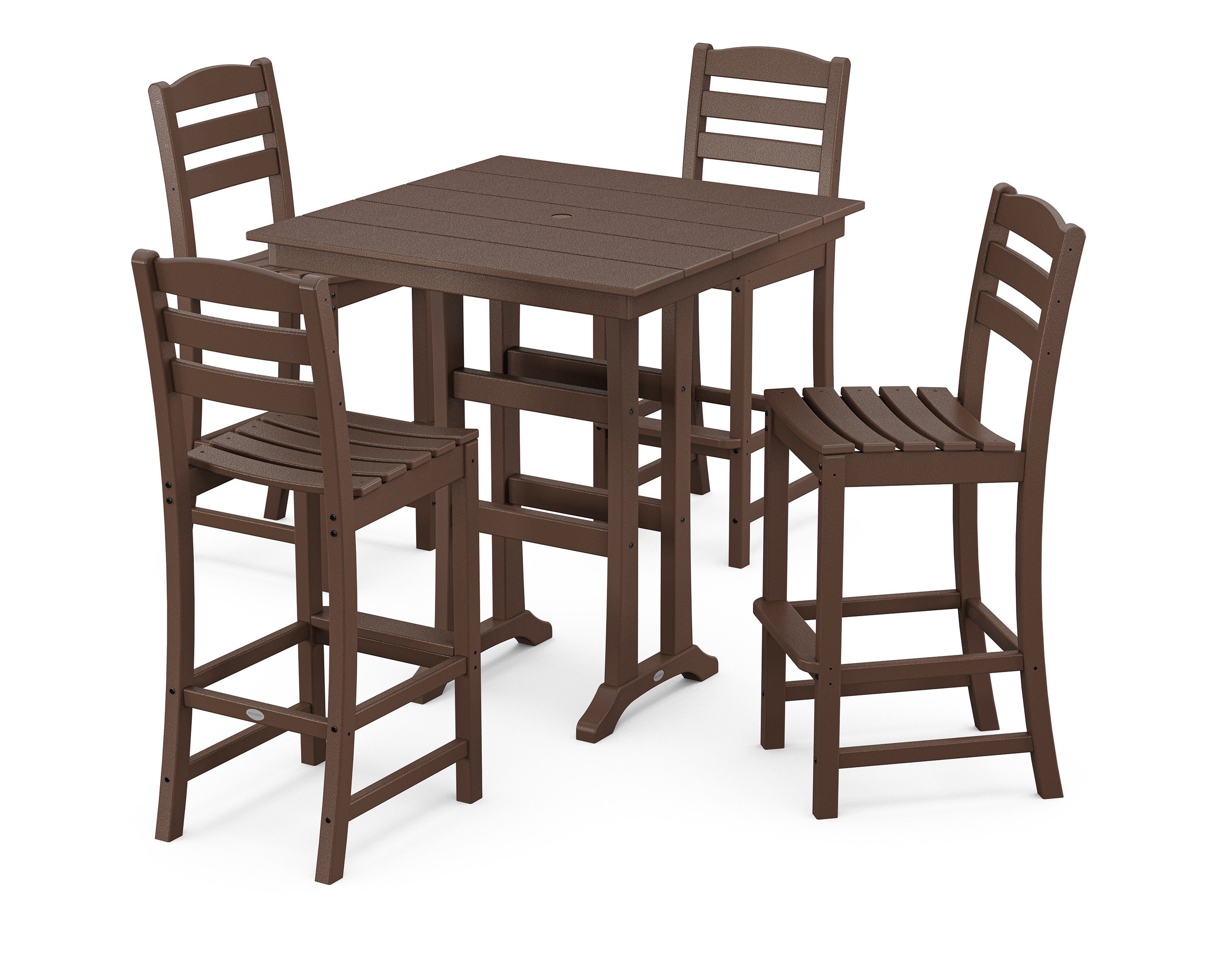 La Casa Caf 5-Piece Farmhouse Trestle Bar Set in Mahogany