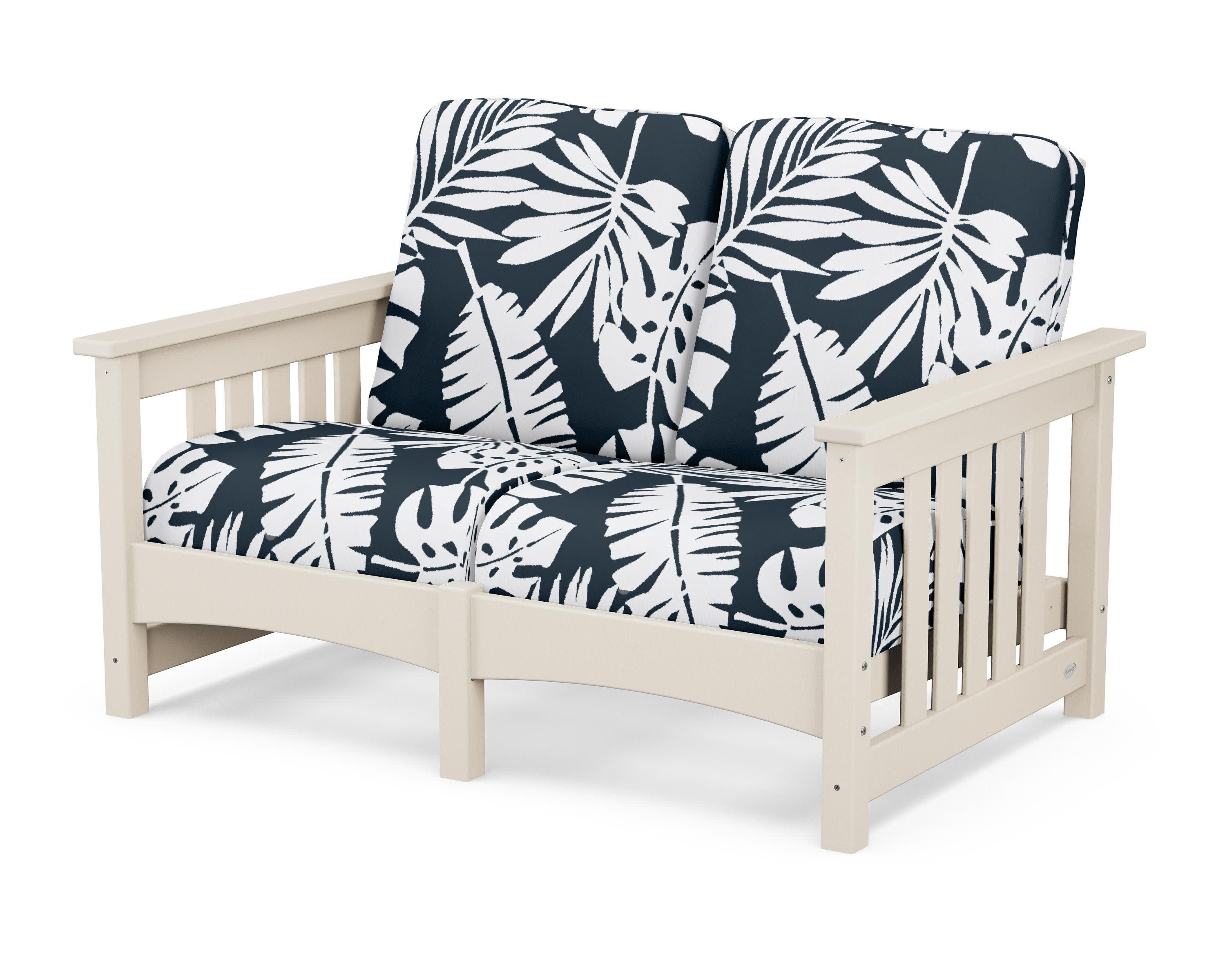 Club Mission Loveseat in Sand / Leaf Marine Indigo