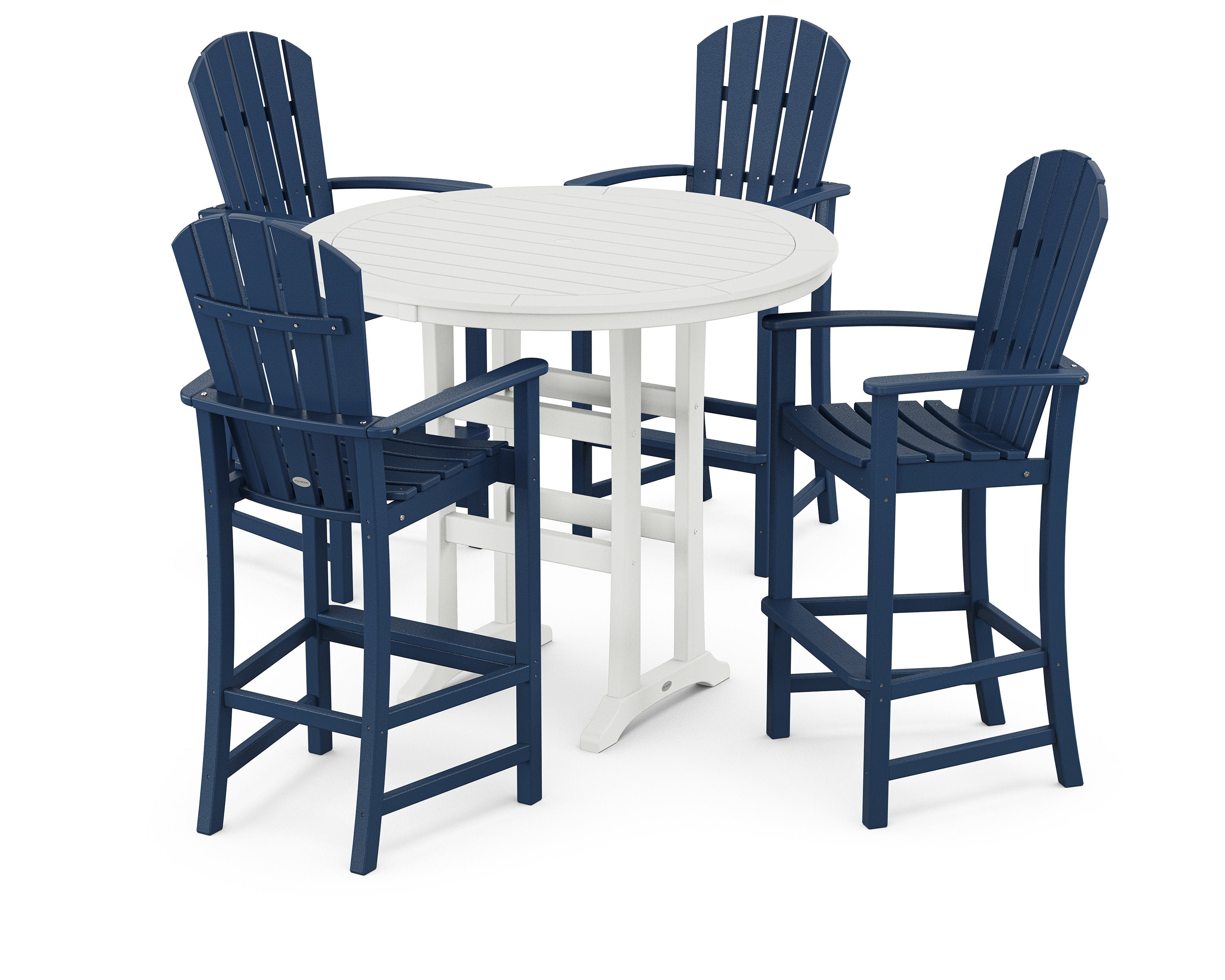 Palm Coast 5-Piece Round Bar Set in Navy / White