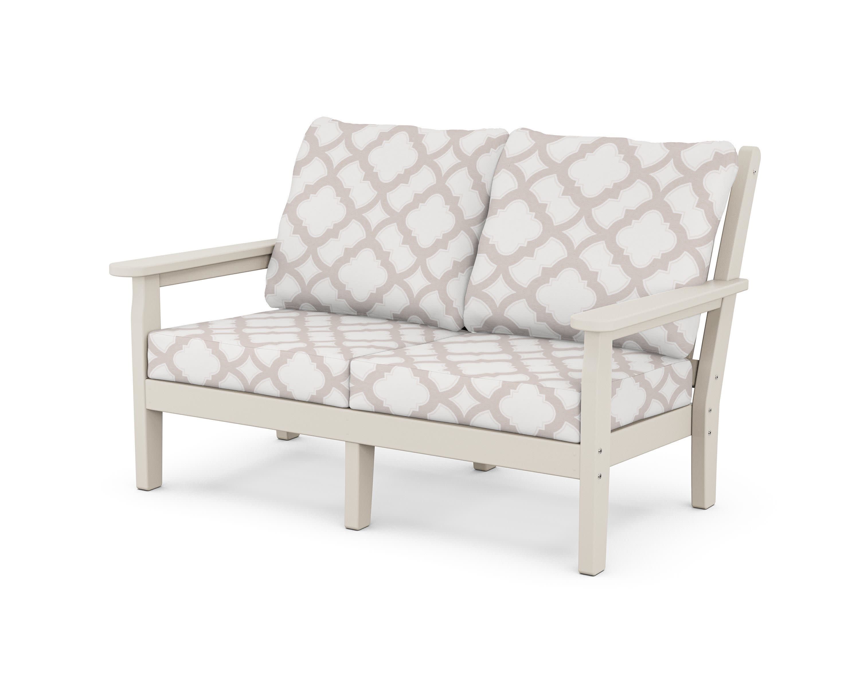 Chippendale Deep Seating Loveseat in Sand / Trellis Dune Burlap