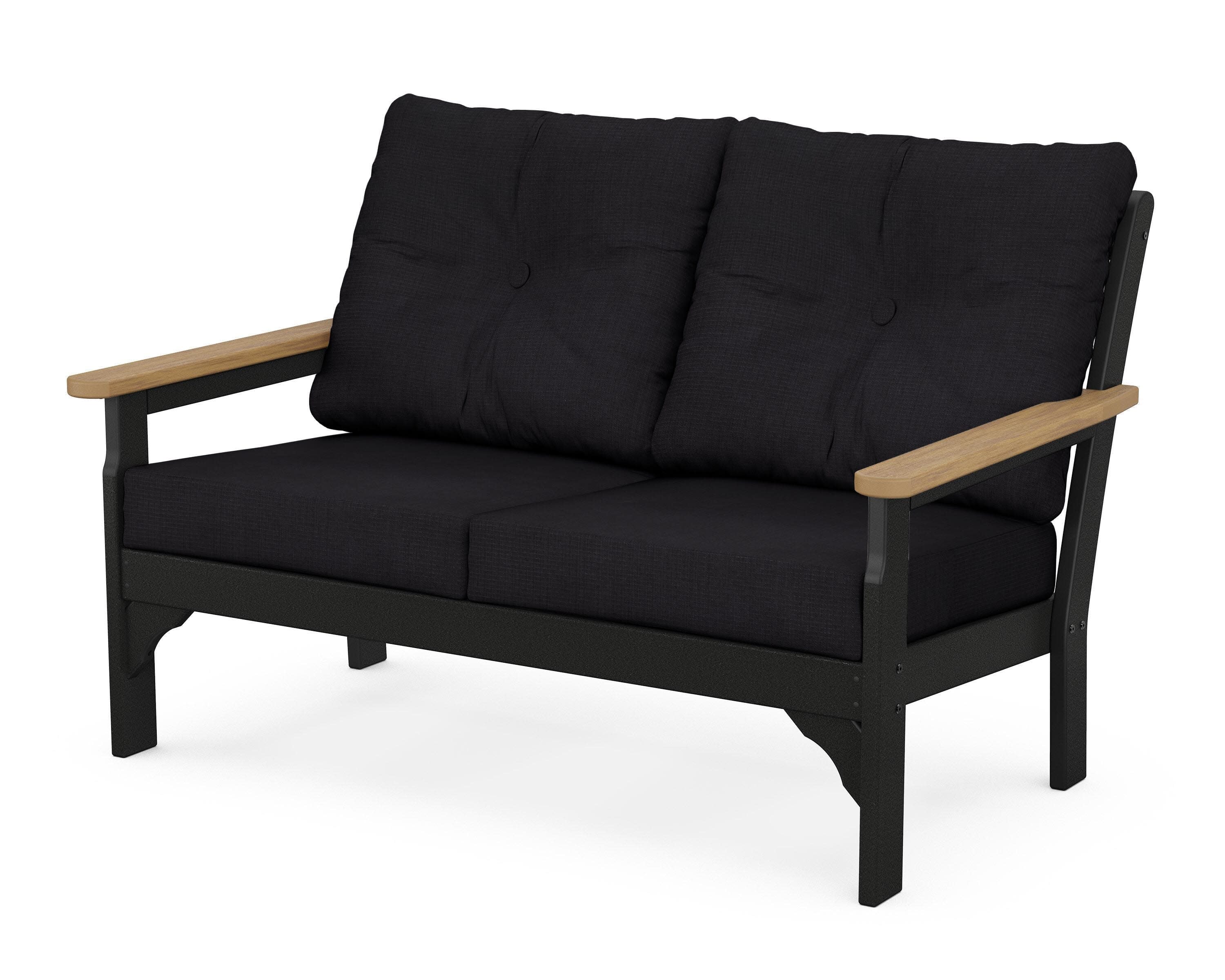 Vineyard Deep Seating Loveseat in Black / Natural / Midnight Linen