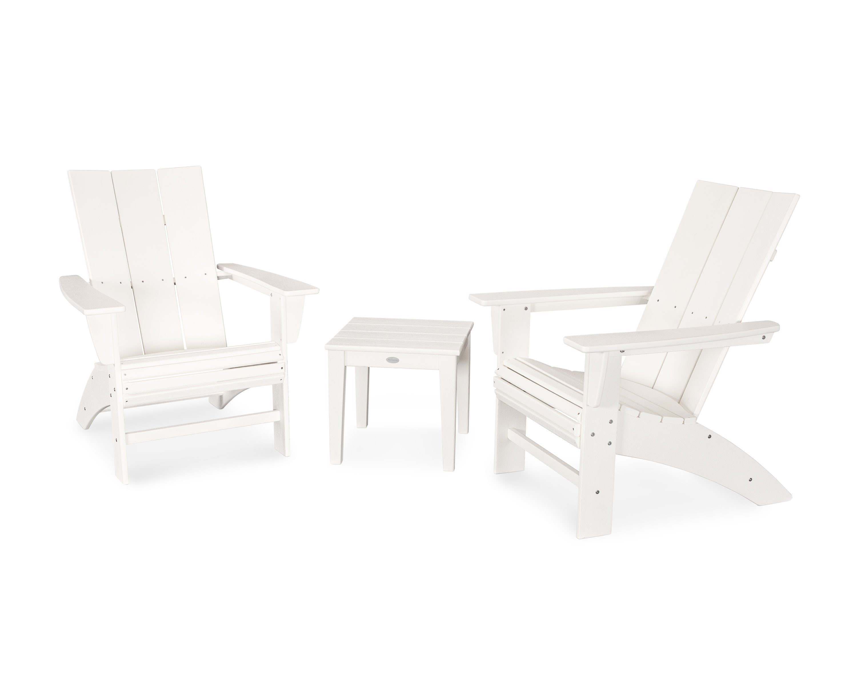 Modern 3-Piece Curveback  Adirondack Set in Vintage White