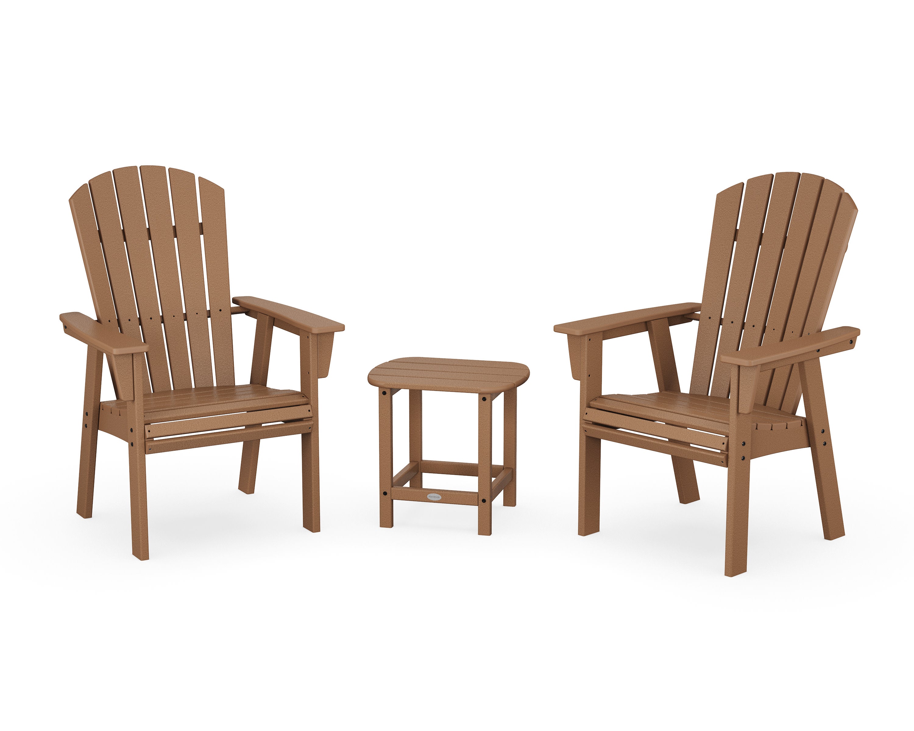 Nautical 3-Piece Curveback Upright Adirondack Chair Set in Teak