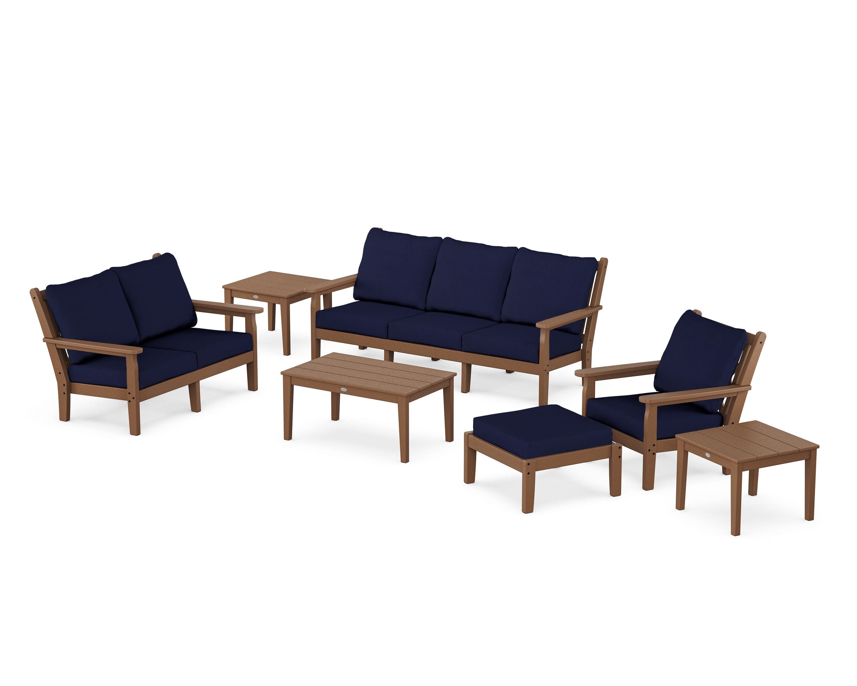 Chippendale 7-Piece Deep Seating Set in Teak / Navy