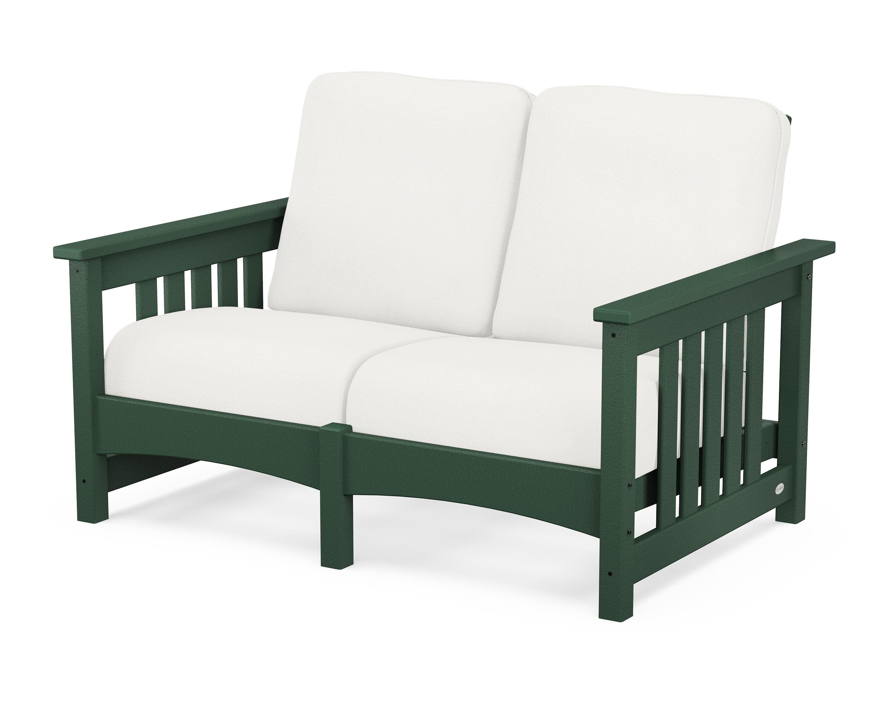 Club Mission Loveseat in Green / Natural Linen