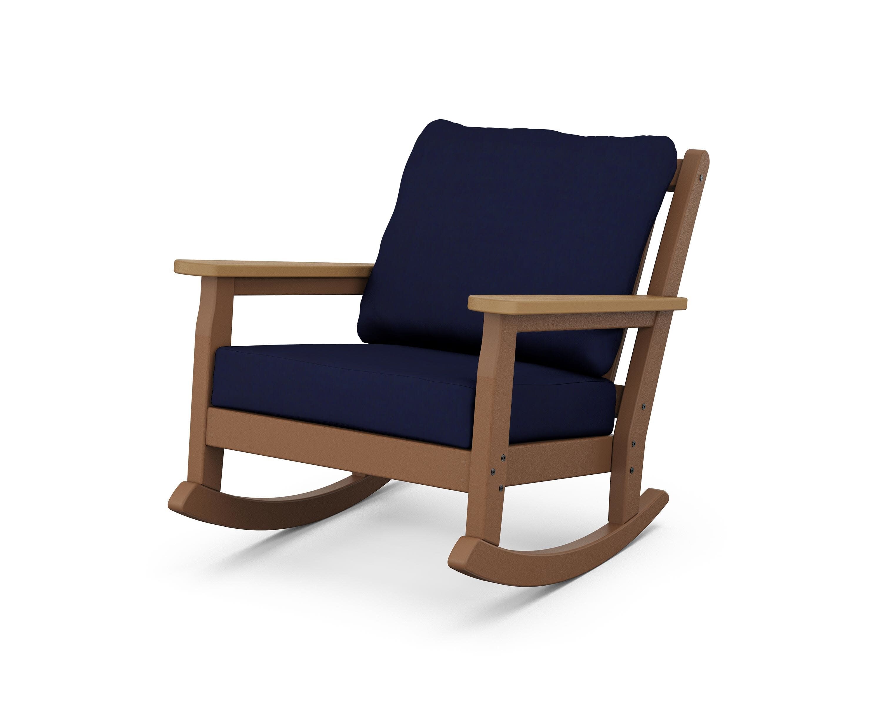 Chippendale Deep Seating Rocking Chair in Teak / Natural / Navy