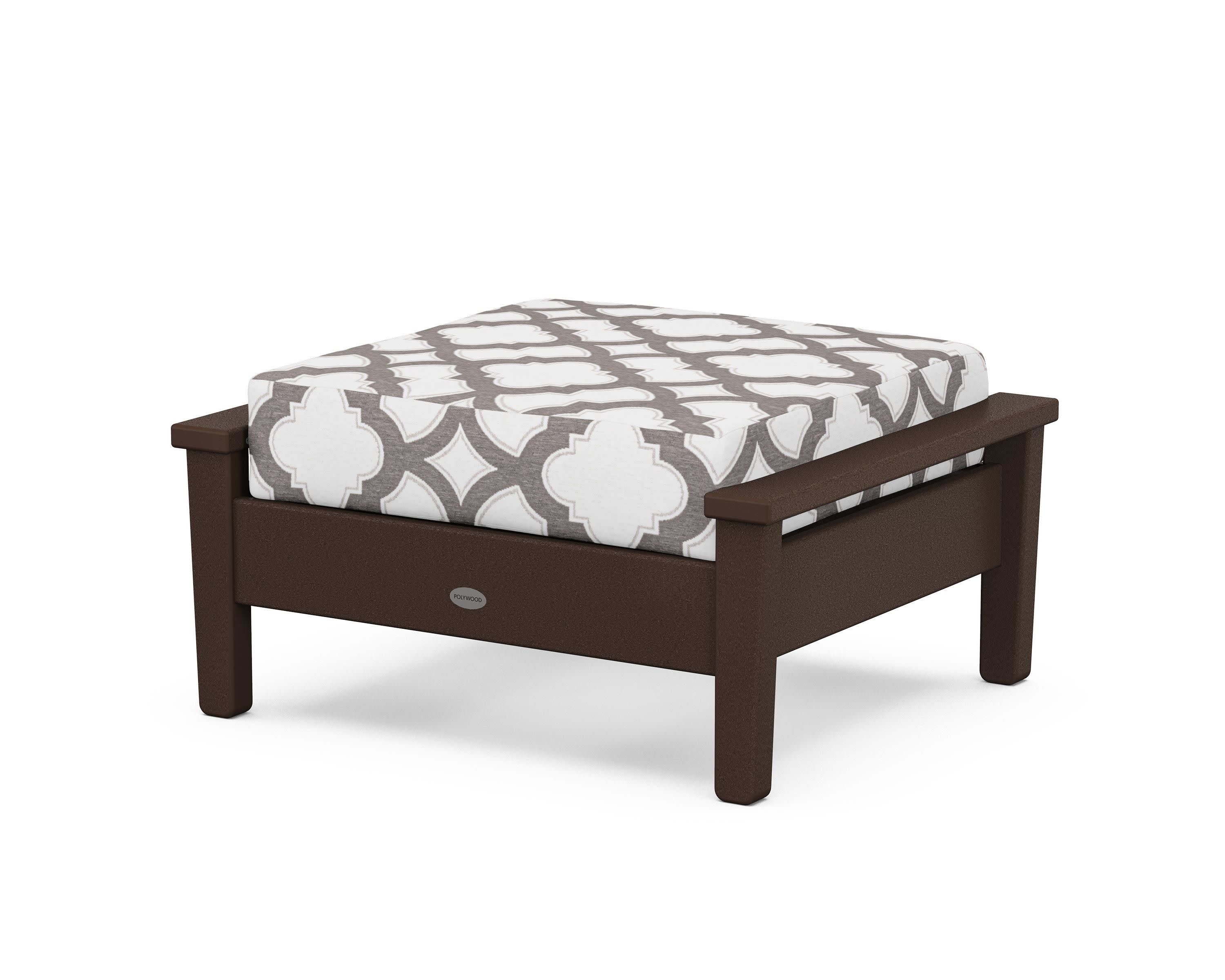Prescott Deep Seating Ottoman in Mahogany / Trellis Grey Mist