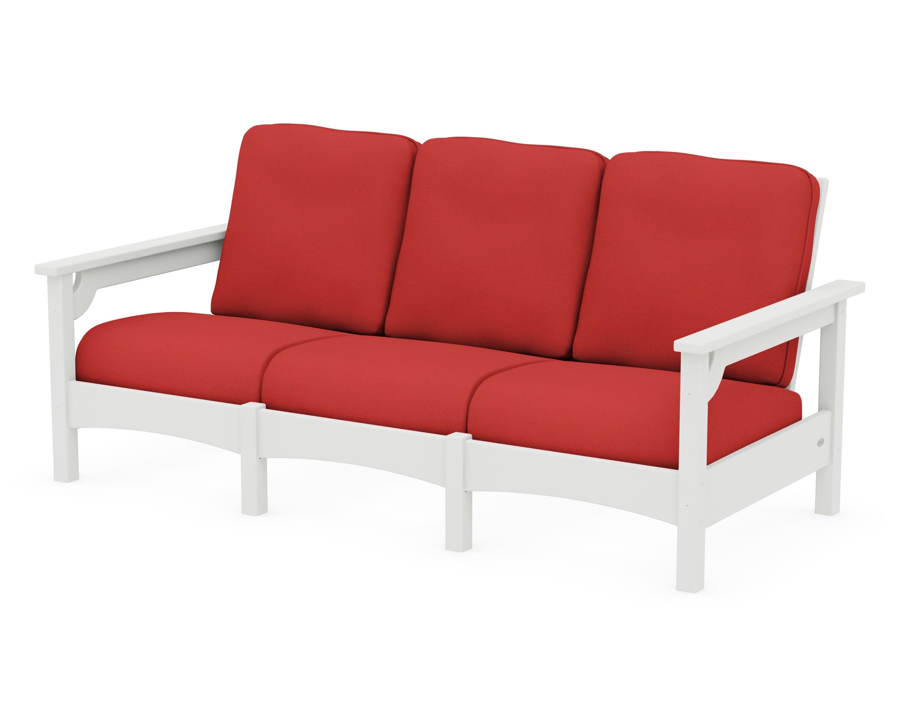 Club Sofa in Vintage White / Crimson Linen