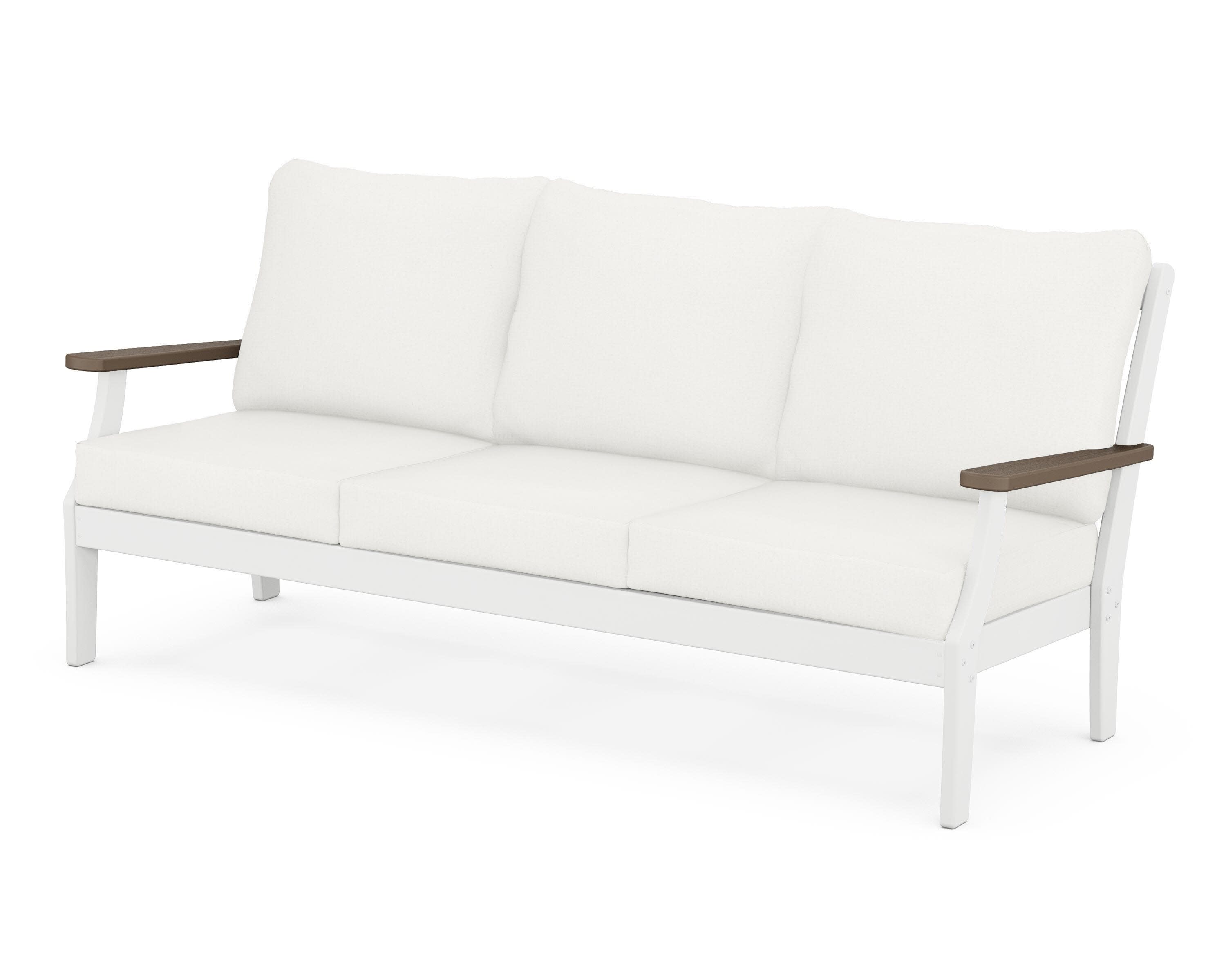 Braxton Deep Seating Sofa in White / Kona / Natural Linen