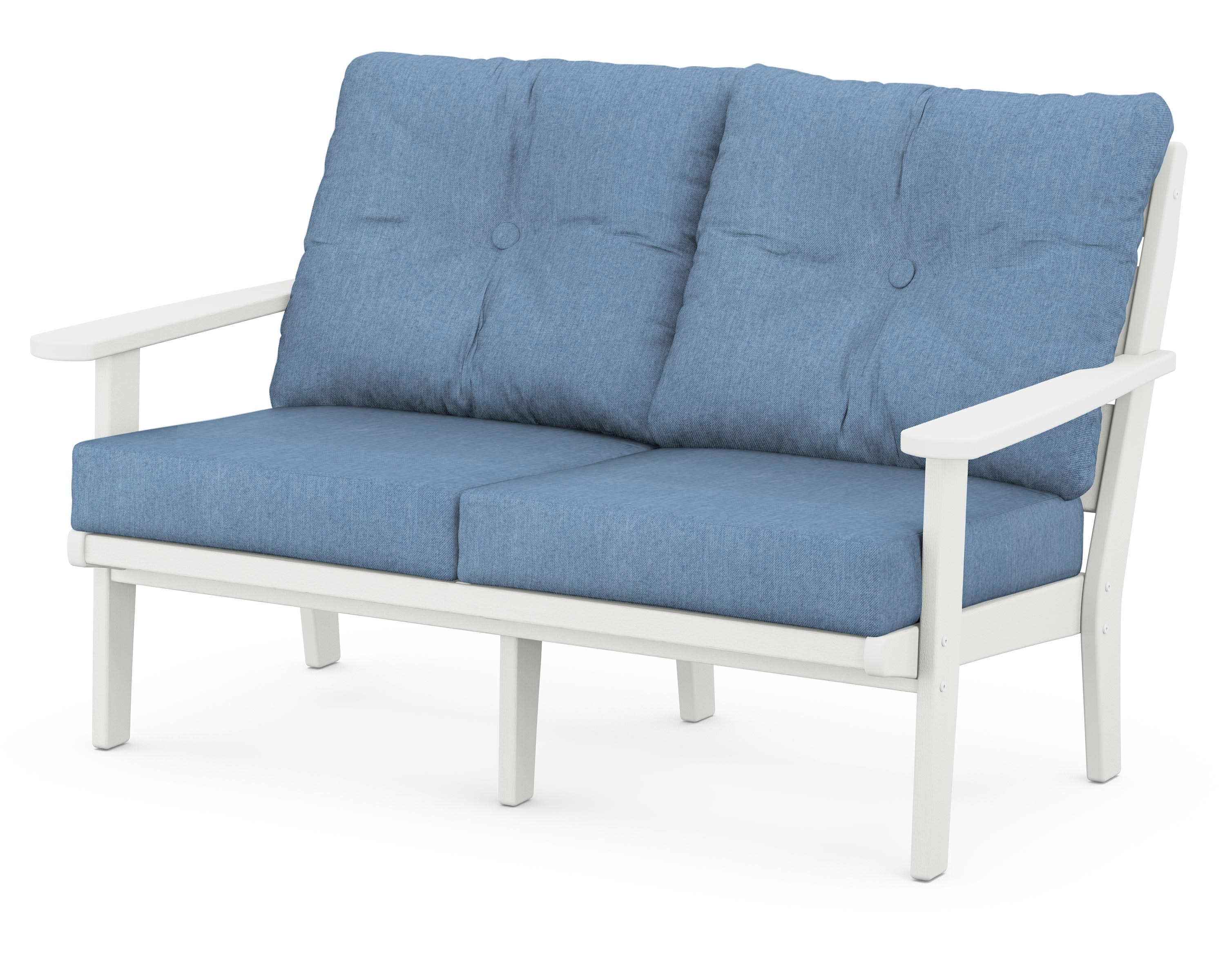 Lakeside Deep Seating Loveseat in Vintage White / Sky Blue