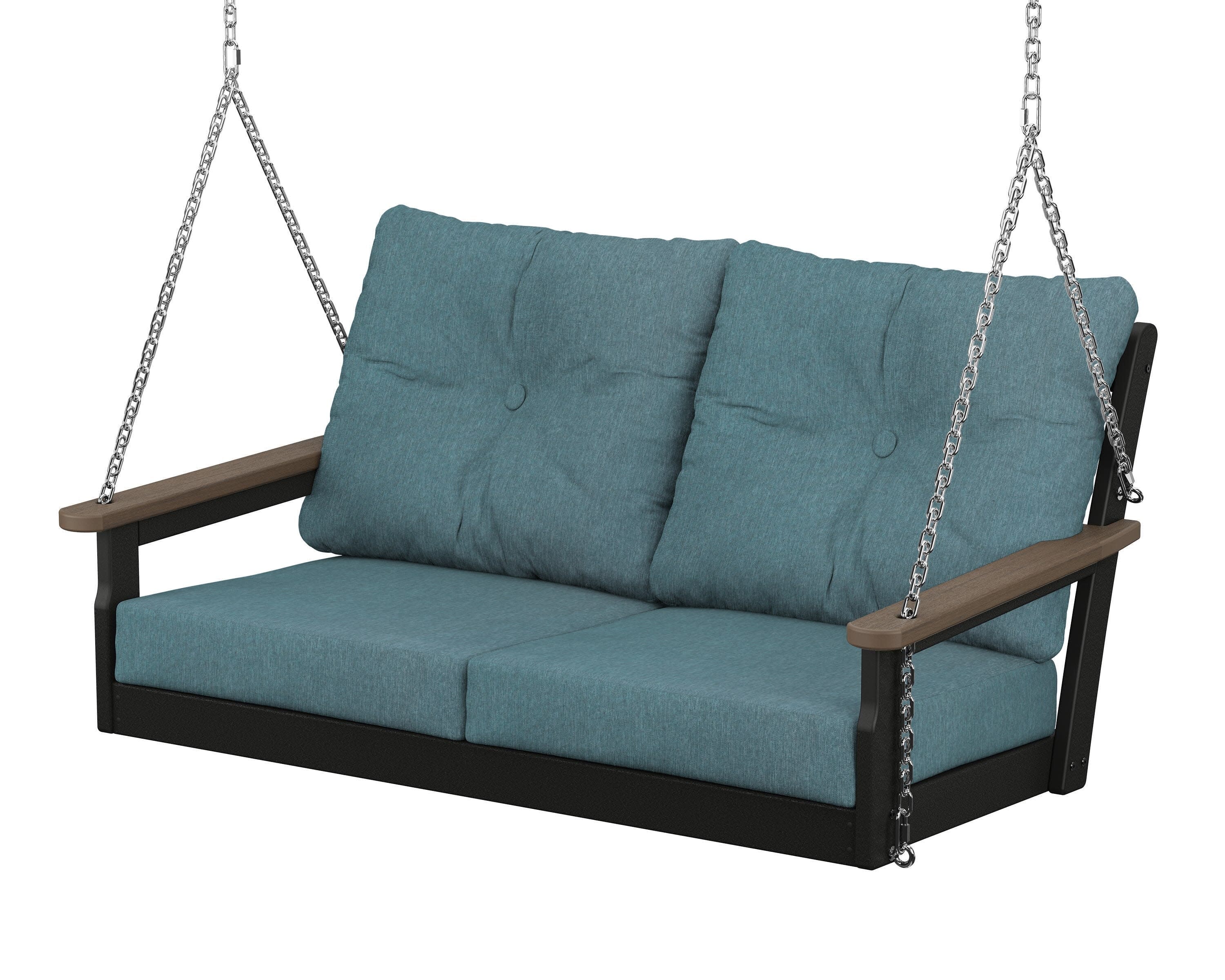 Vineyard Deep Seating Swing in Black / Kona / Ocean Teal