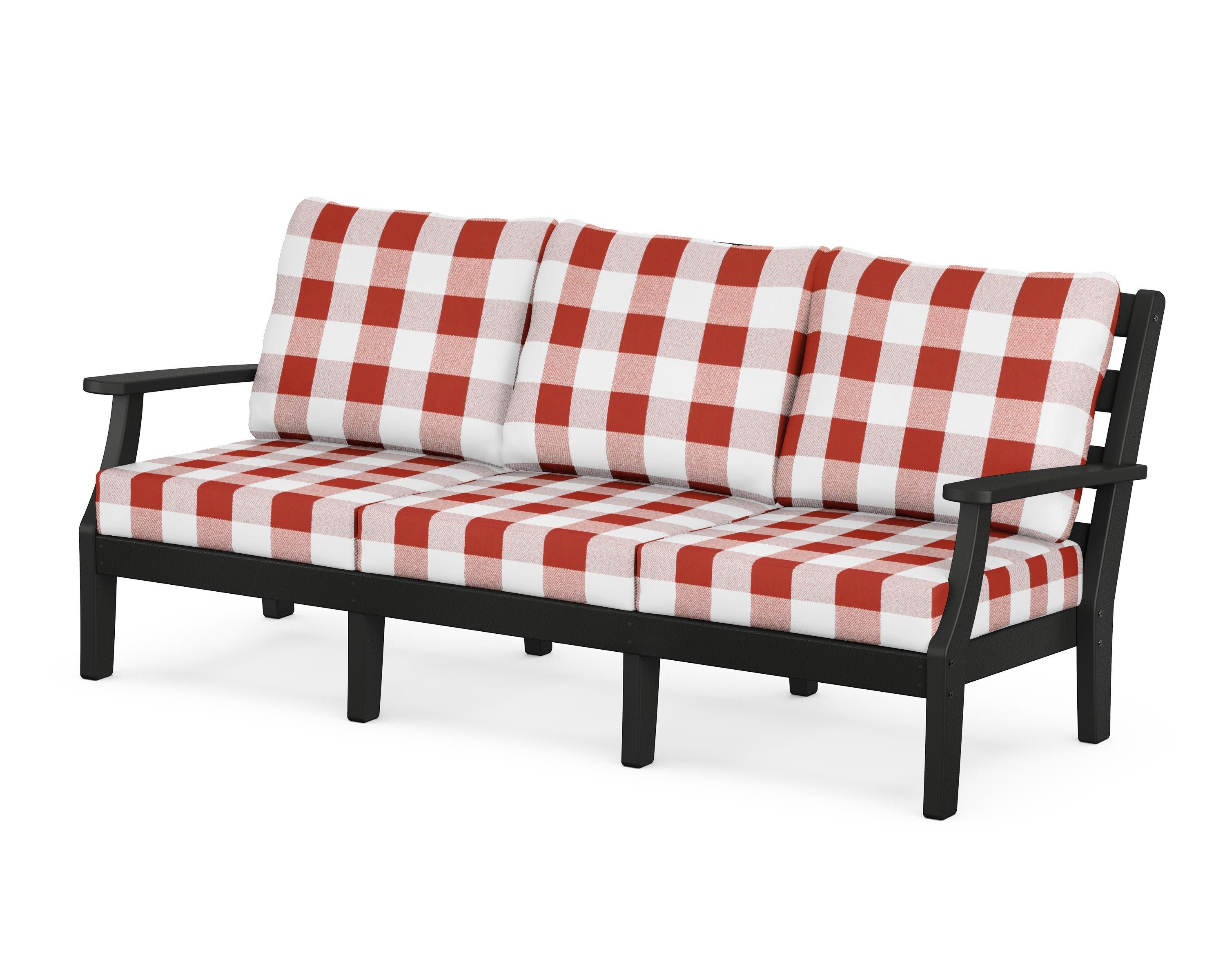 Chesapeake Deep Seating Sofa in Black / Buffalo Plaid Crimson