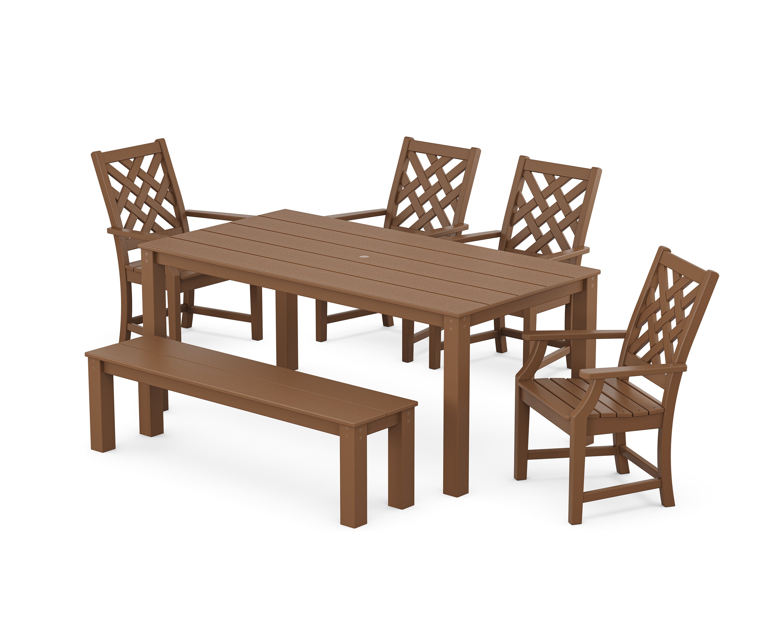 Wovendale 6-Piece Parsons Dining Set with Bench in Teak