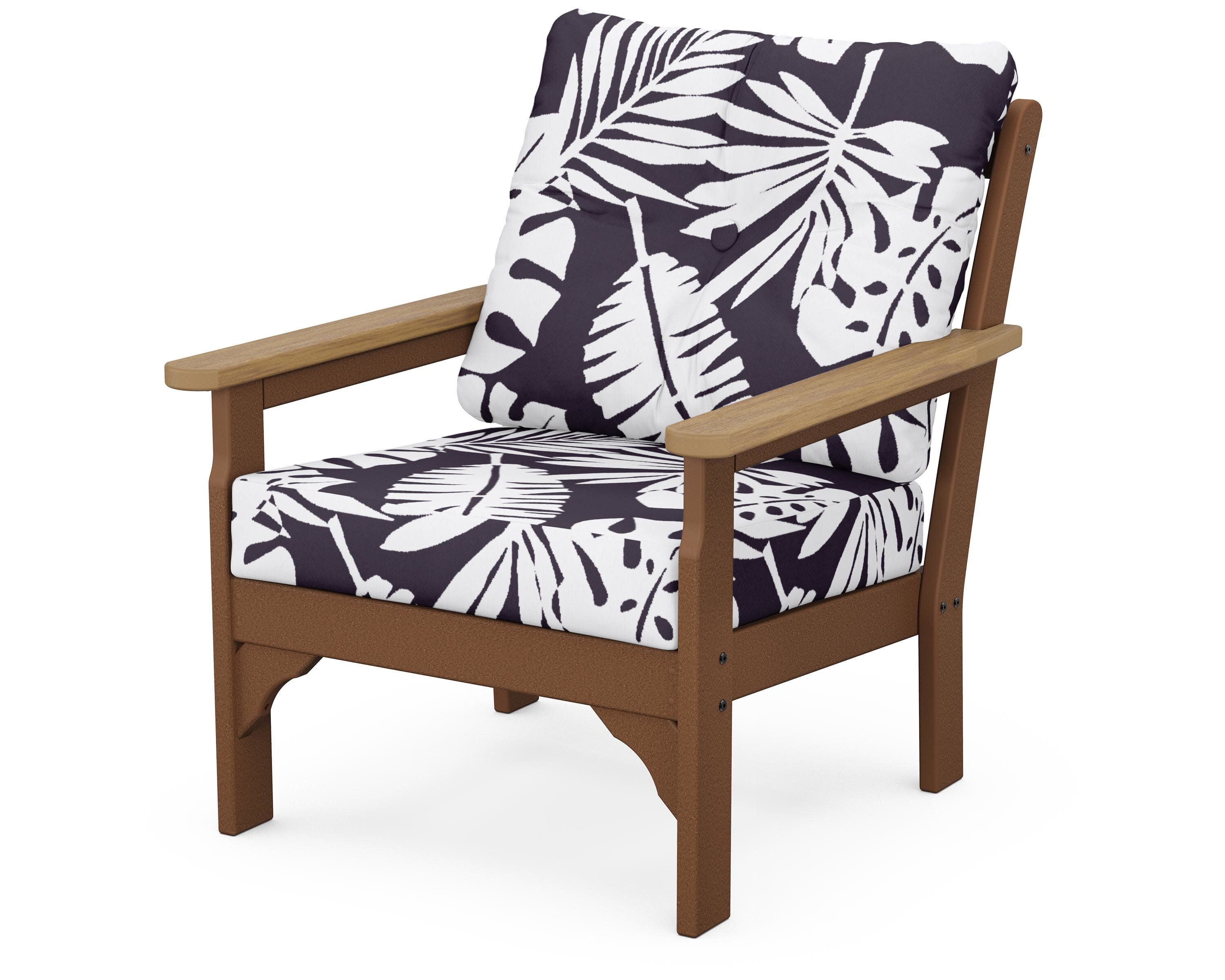 Vineyard Deep Seating Chair in Teak / Natural / Leaf Navy