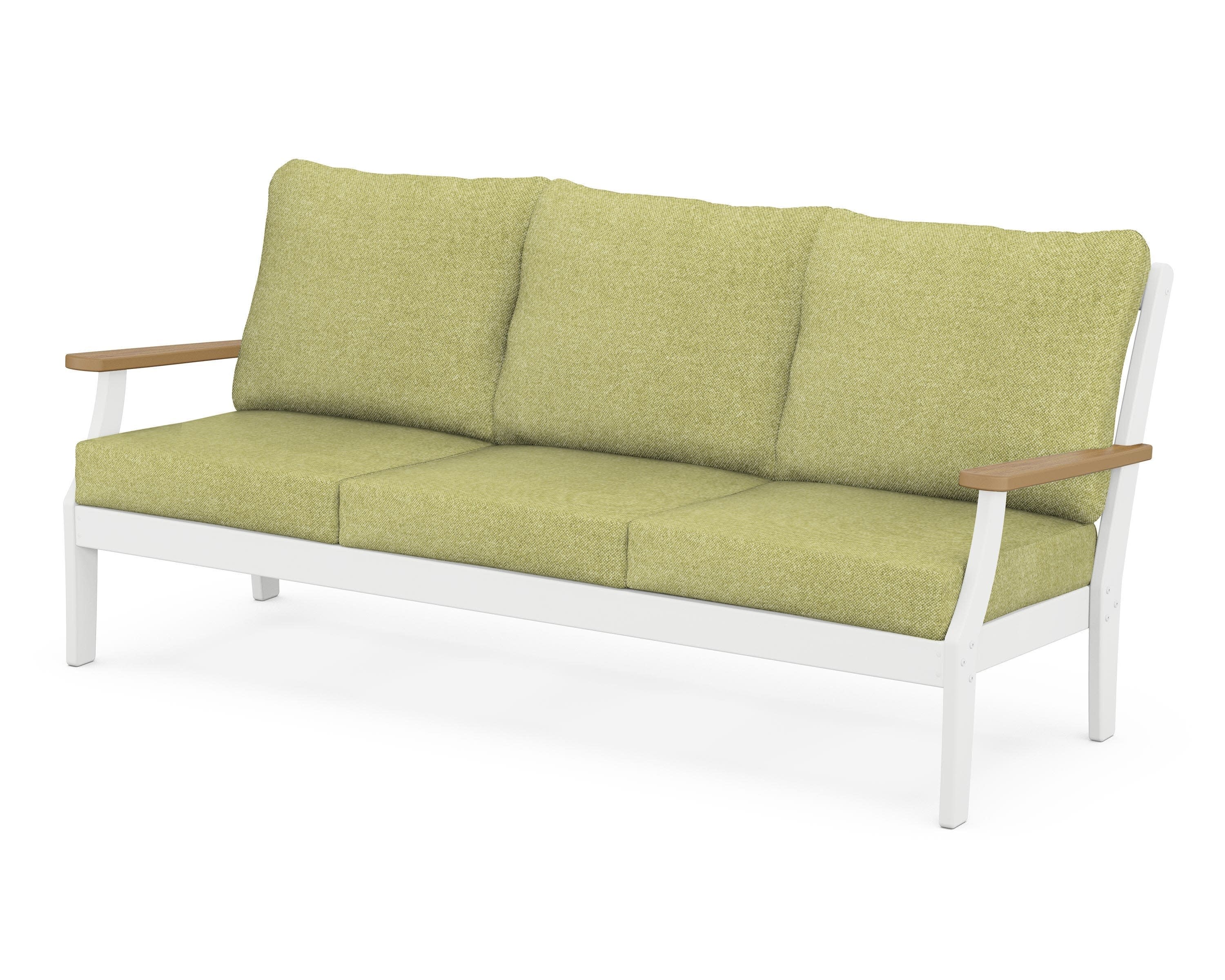 Braxton Deep Seating Sofa in White / Natural / Chartreuse Boucle