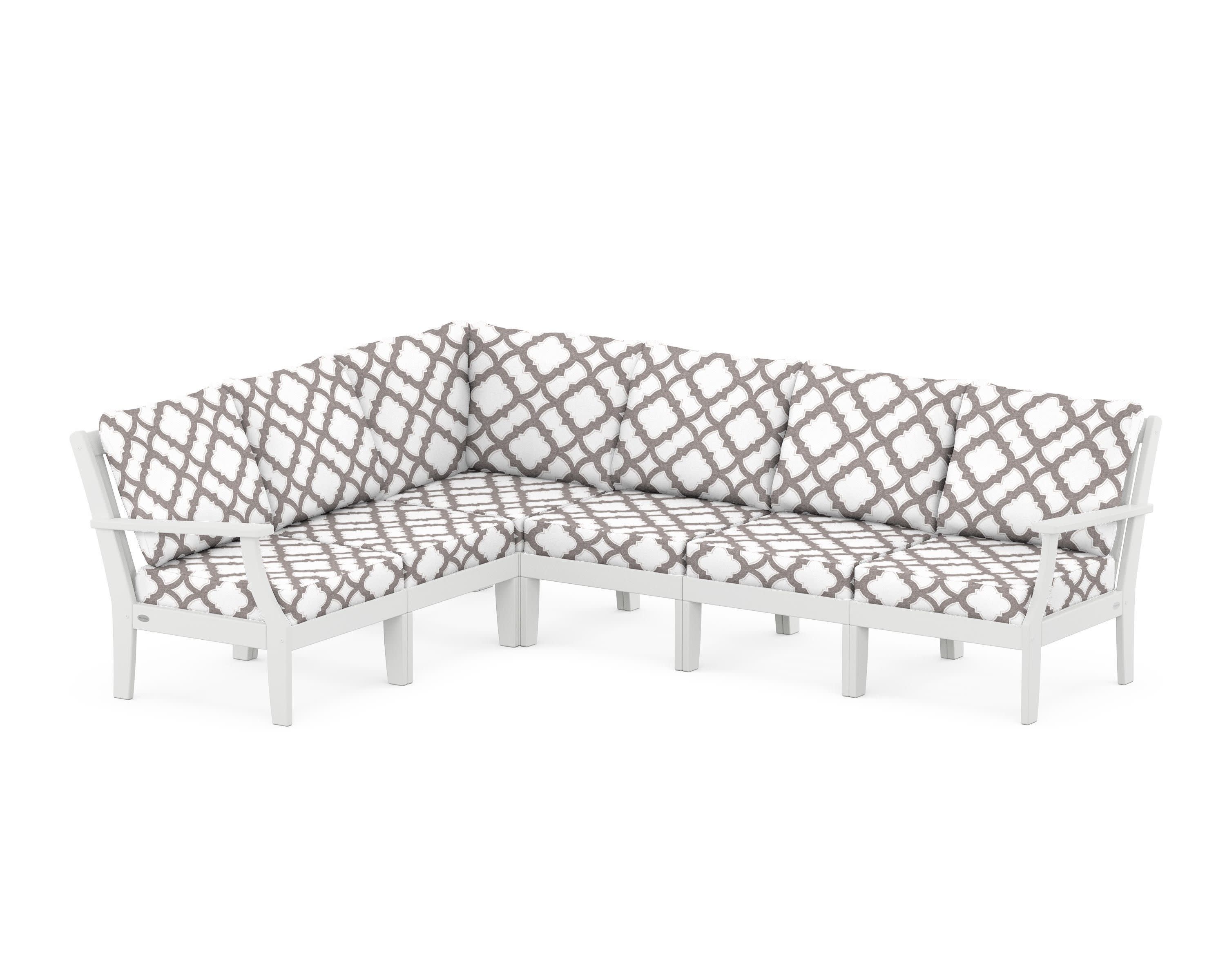 Braxton Modular 6-Piece Deep Seating Set in White / Trellis Grey Mist