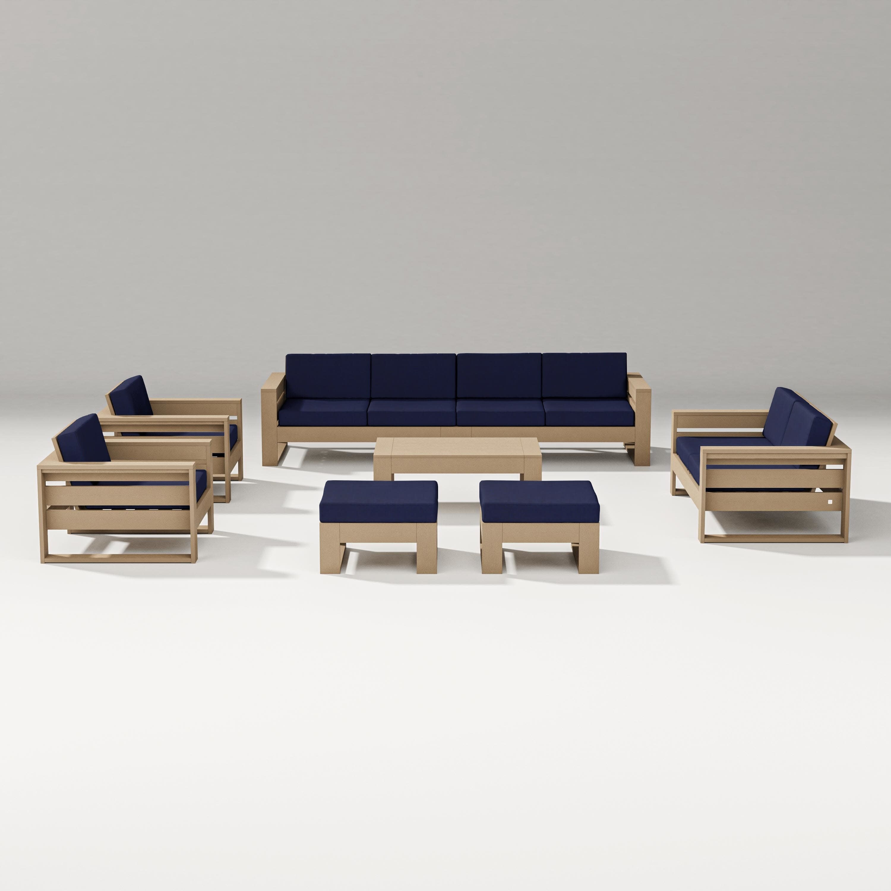Latitude 8-Piece Lounge Sofa Set in Vintage Sahara / Navy