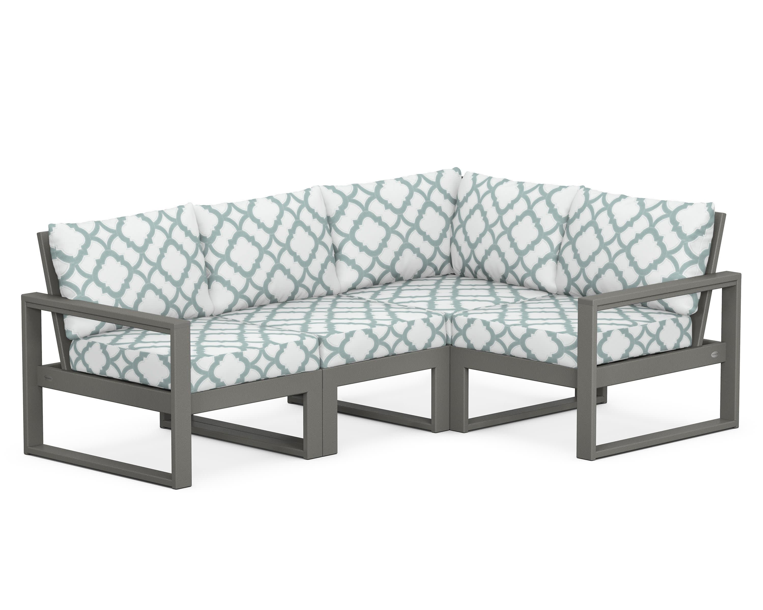 EDGE 4-Piece Modular Deep Seating Set in Slate Grey / Trellis Glacier Spa