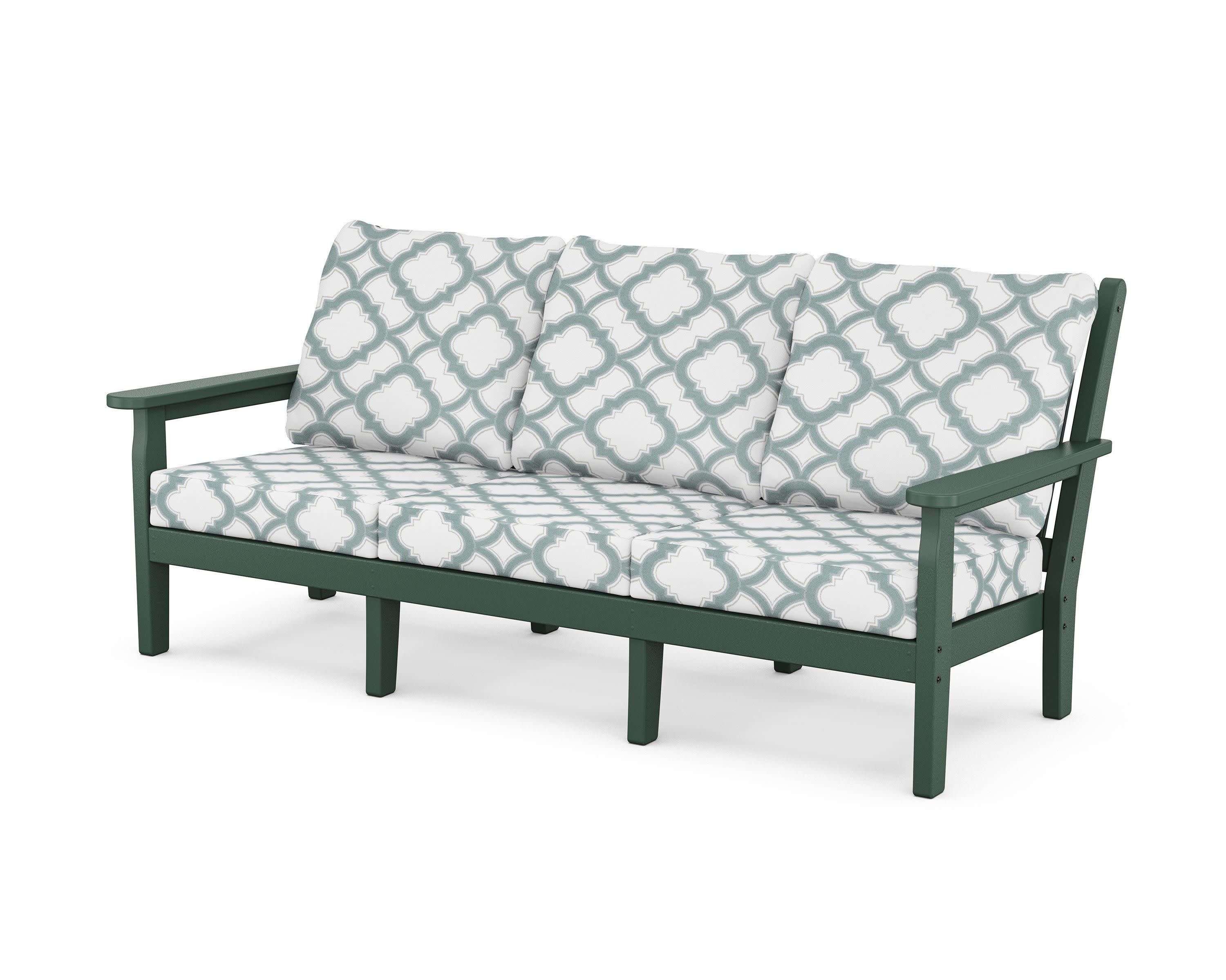 Chippendale Deep Seating Sofa in Green / Trellis Glacier Spa
