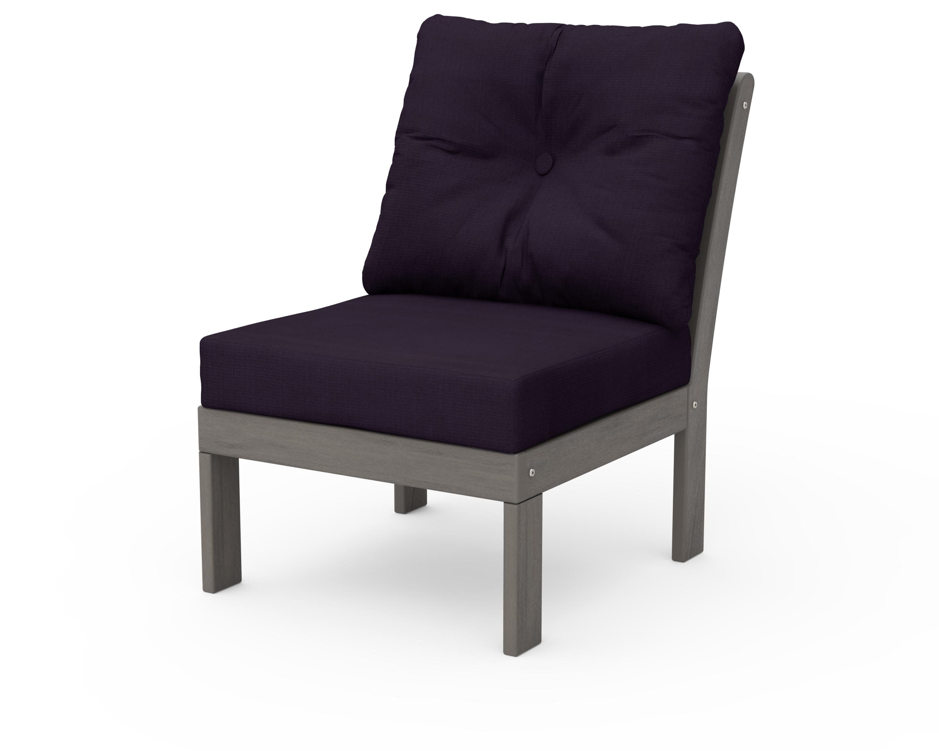Vineyard Modular Armless Chair in Driftwood / Navy Linen
