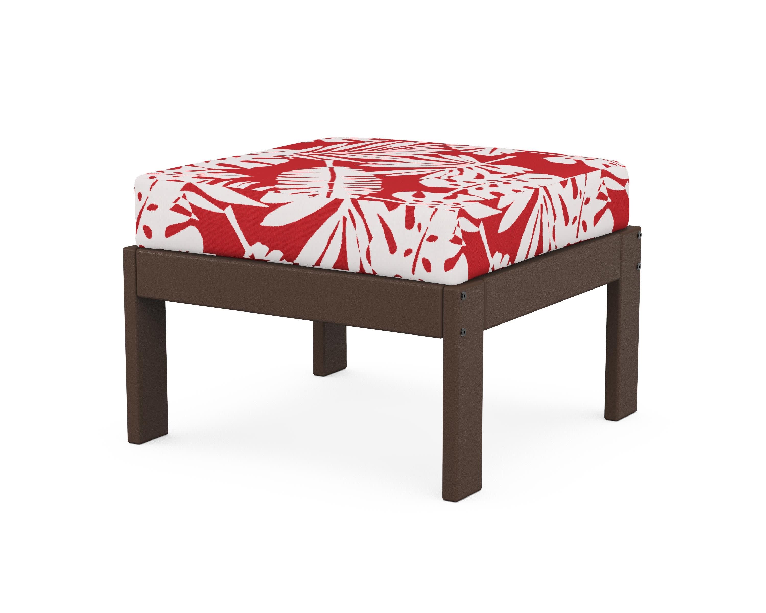Vineyard Modular Ottoman in Mahogany / Leaf Crimson