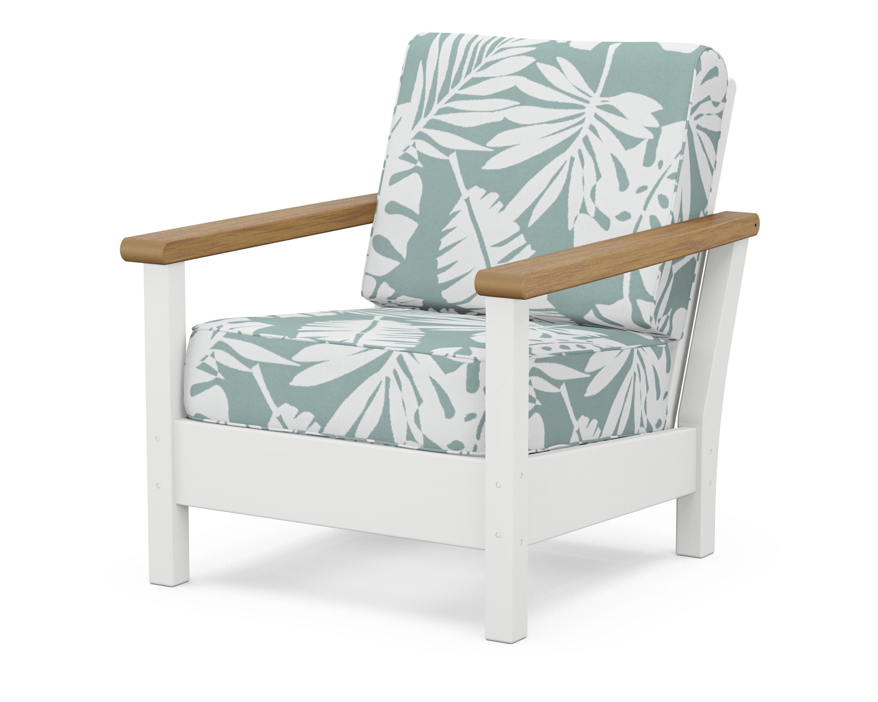 Harbour Deep Seating Chair in White / Natural / Leaf Glacier Spa