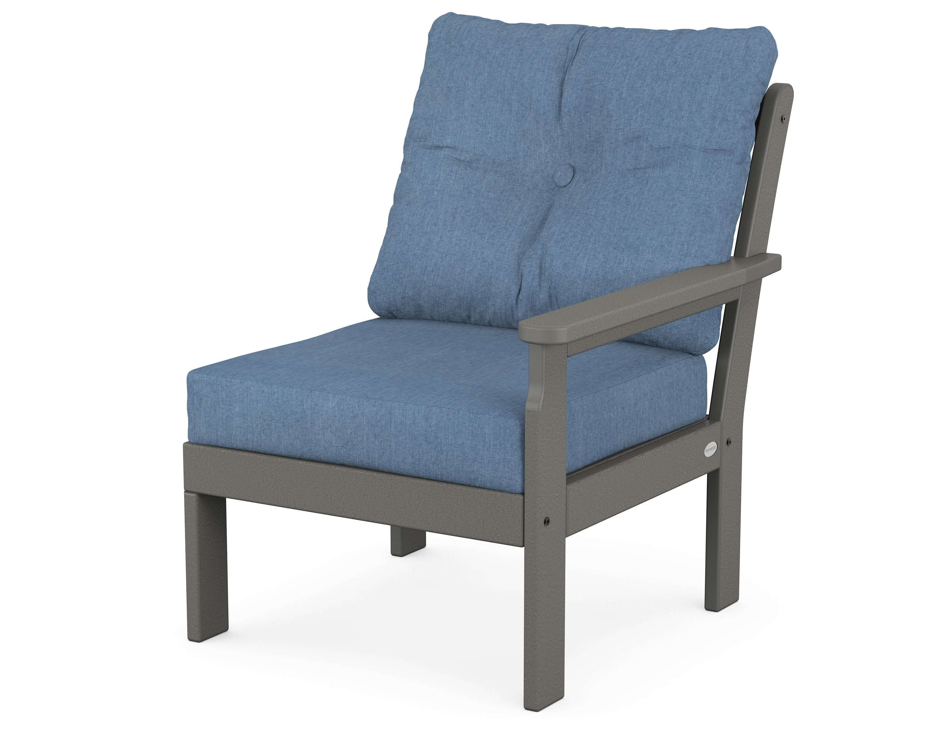 Vineyard Modular Right Arm Chair in Slate Grey / Sky Blue