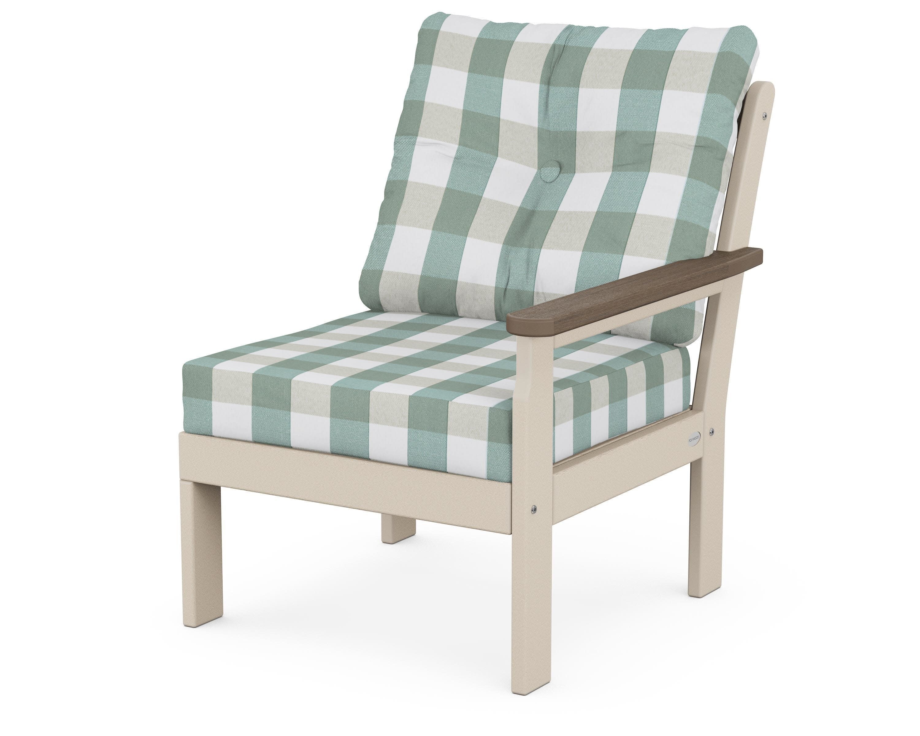 Vineyard Modular Right Arm Chair in Sand / Kona / Buffalo Plaid Glacier Spa