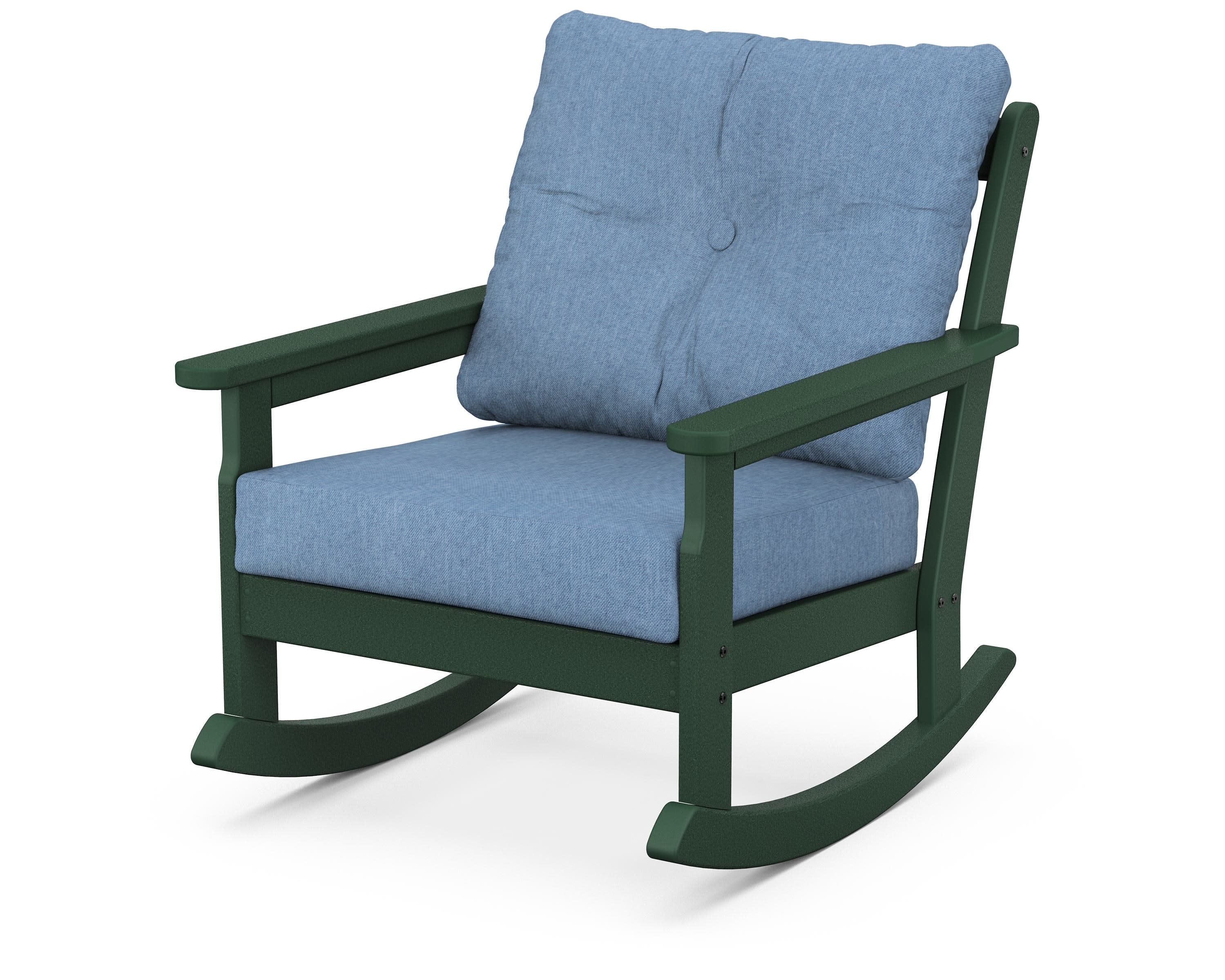 Vineyard Deep Seating Rocking Chair in Green / Sky Blue