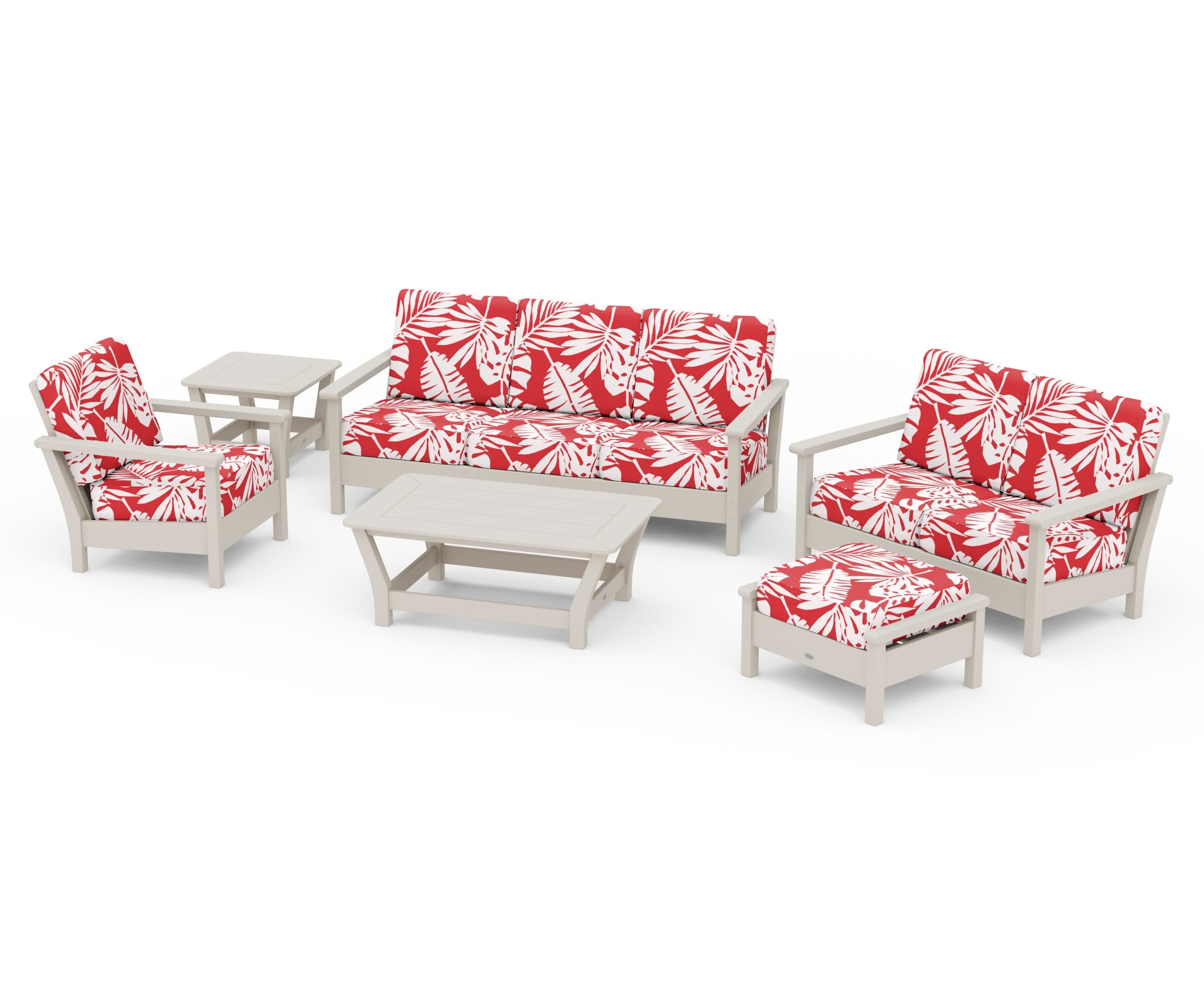 Harbour 6-Piece Outdoor Living Set in Sand / Leaf Crimson