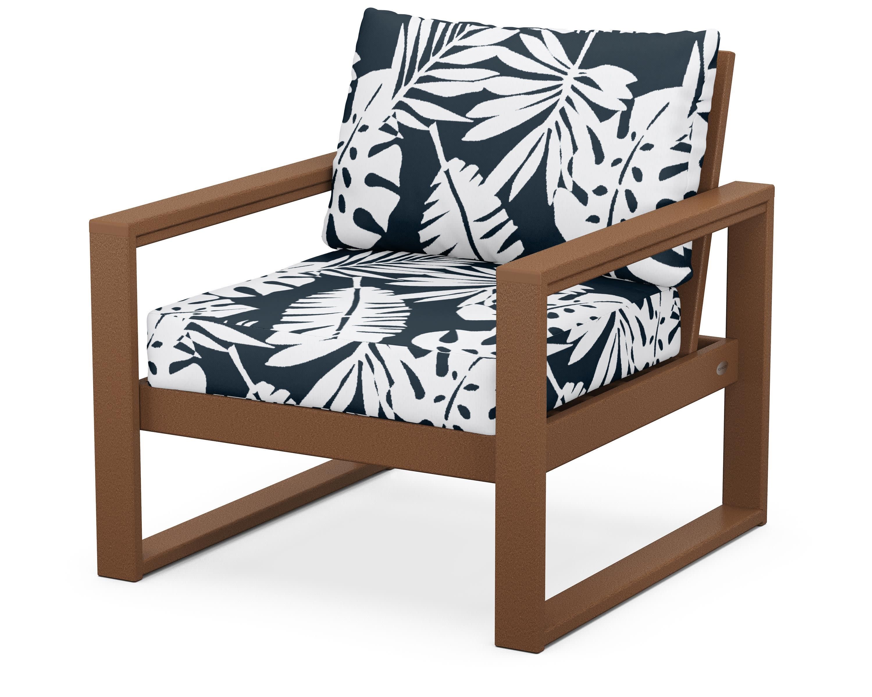 EDGE Club Chair in Teak / Leaf Marine Indigo