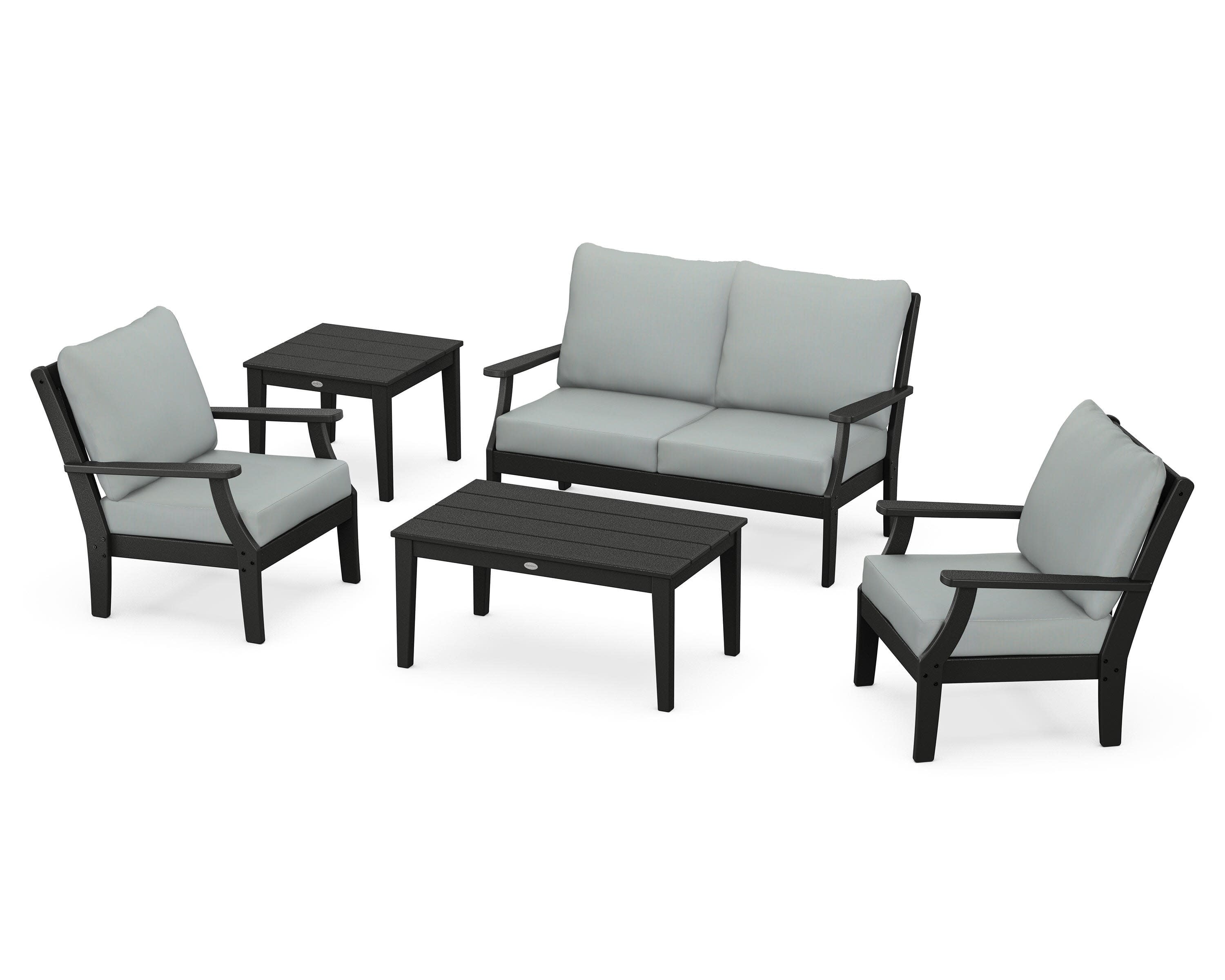 Braxton 5-Piece Deep Seating Set in Black / Spa