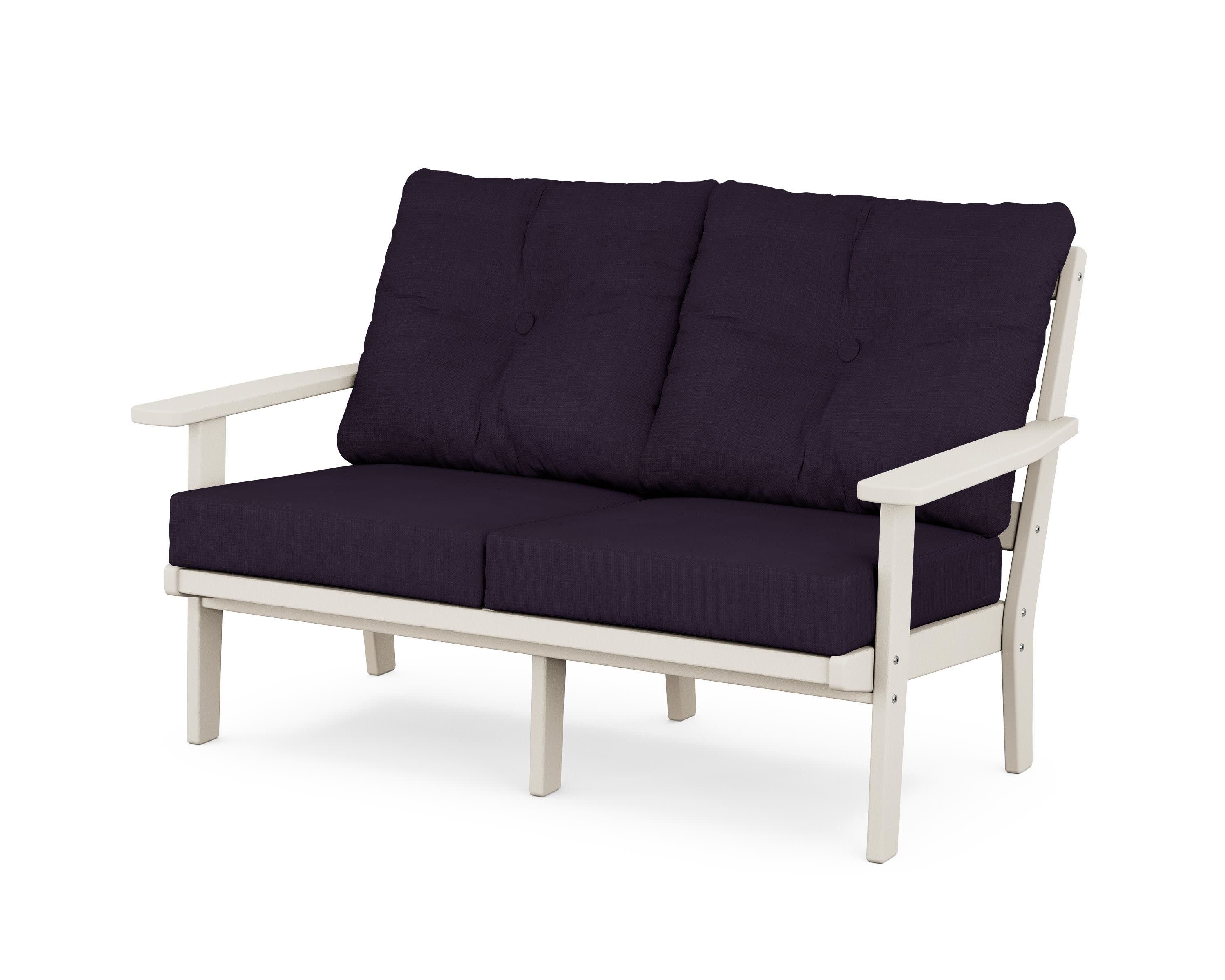 Oxford Deep SeatingLoveseat in Sand / Navy Linen