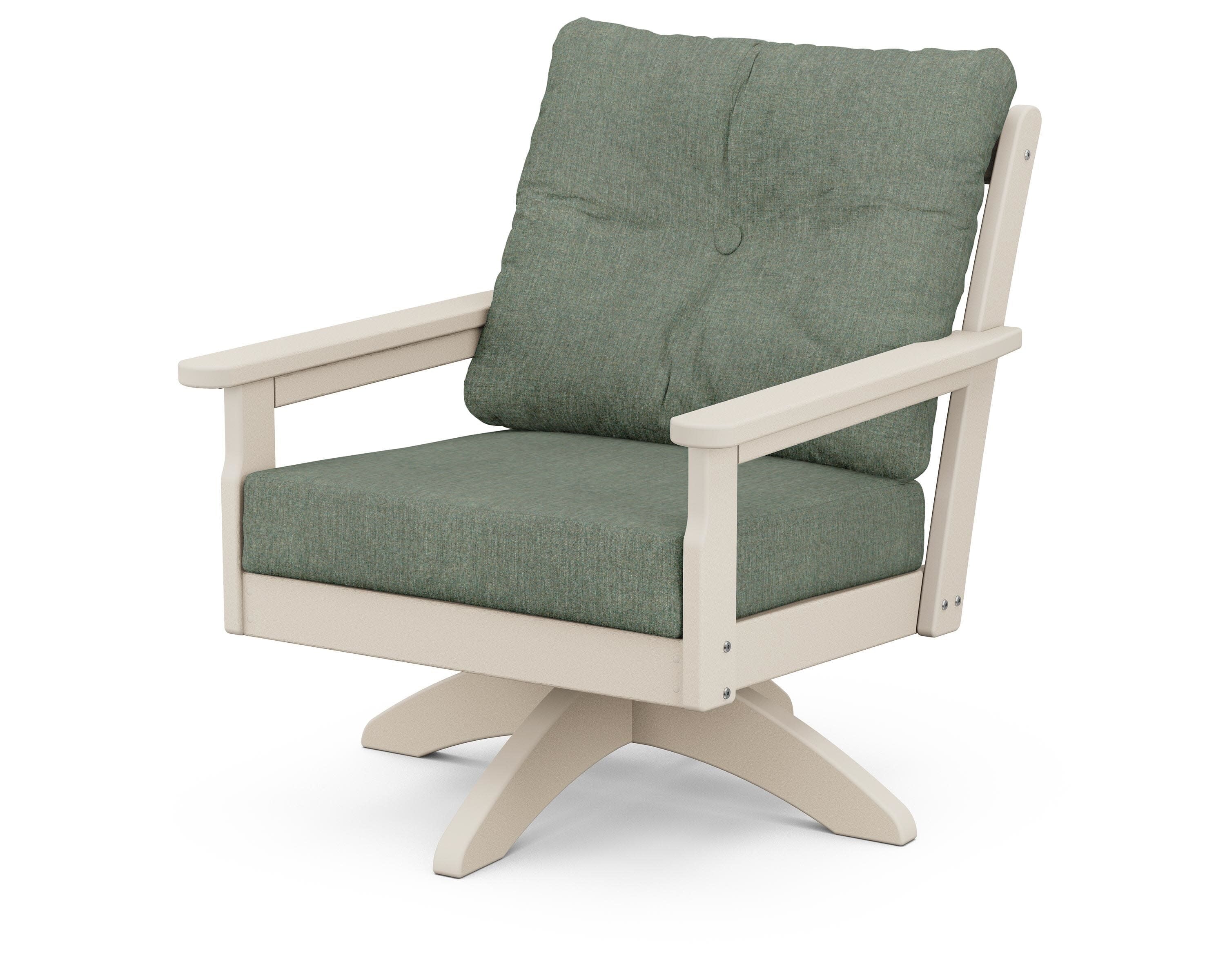 Vineyard Deep Seating Swivel Chair in Sand / Cast Sage