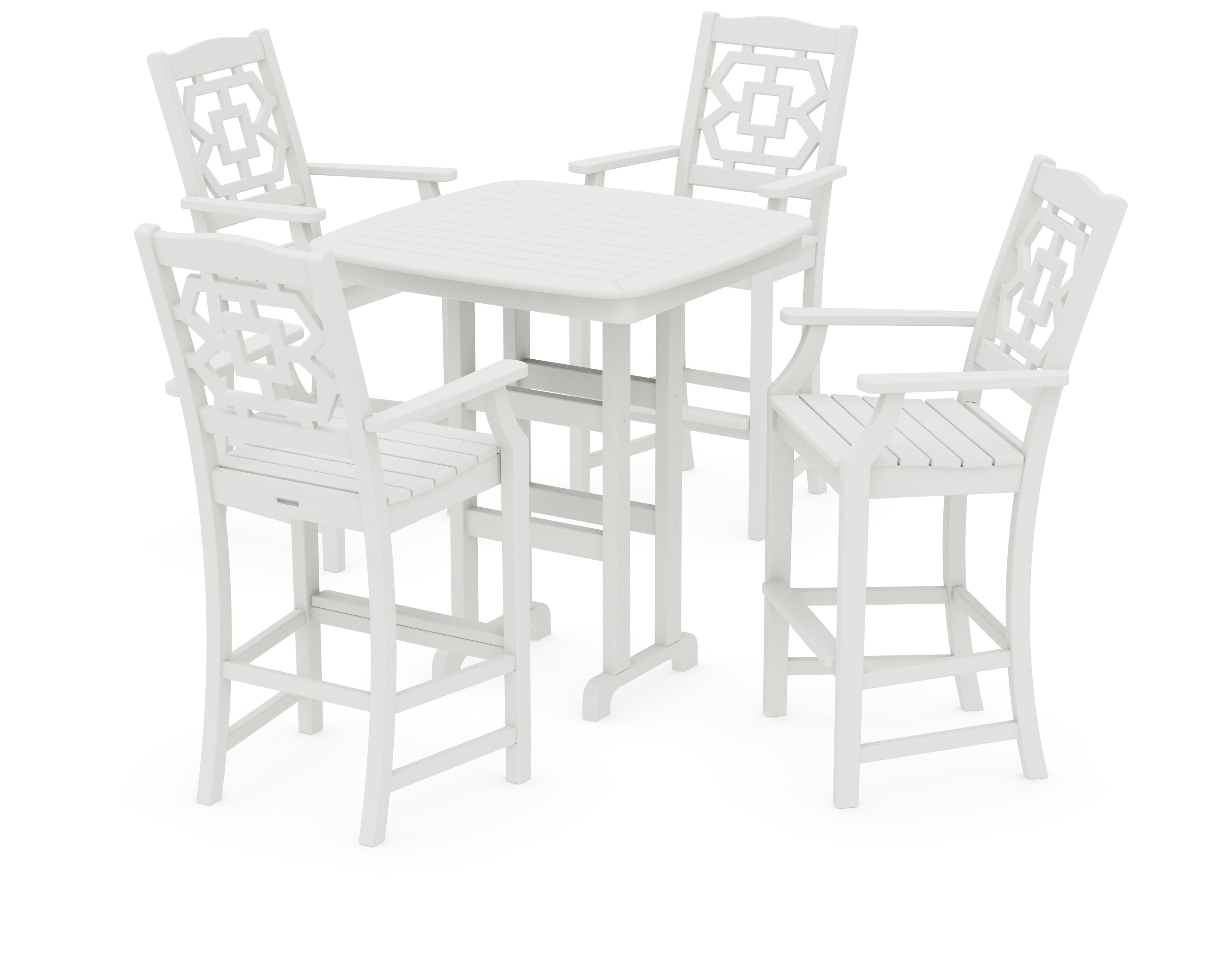 Chinoiserie 5-Piece Bar Set in Vintage White