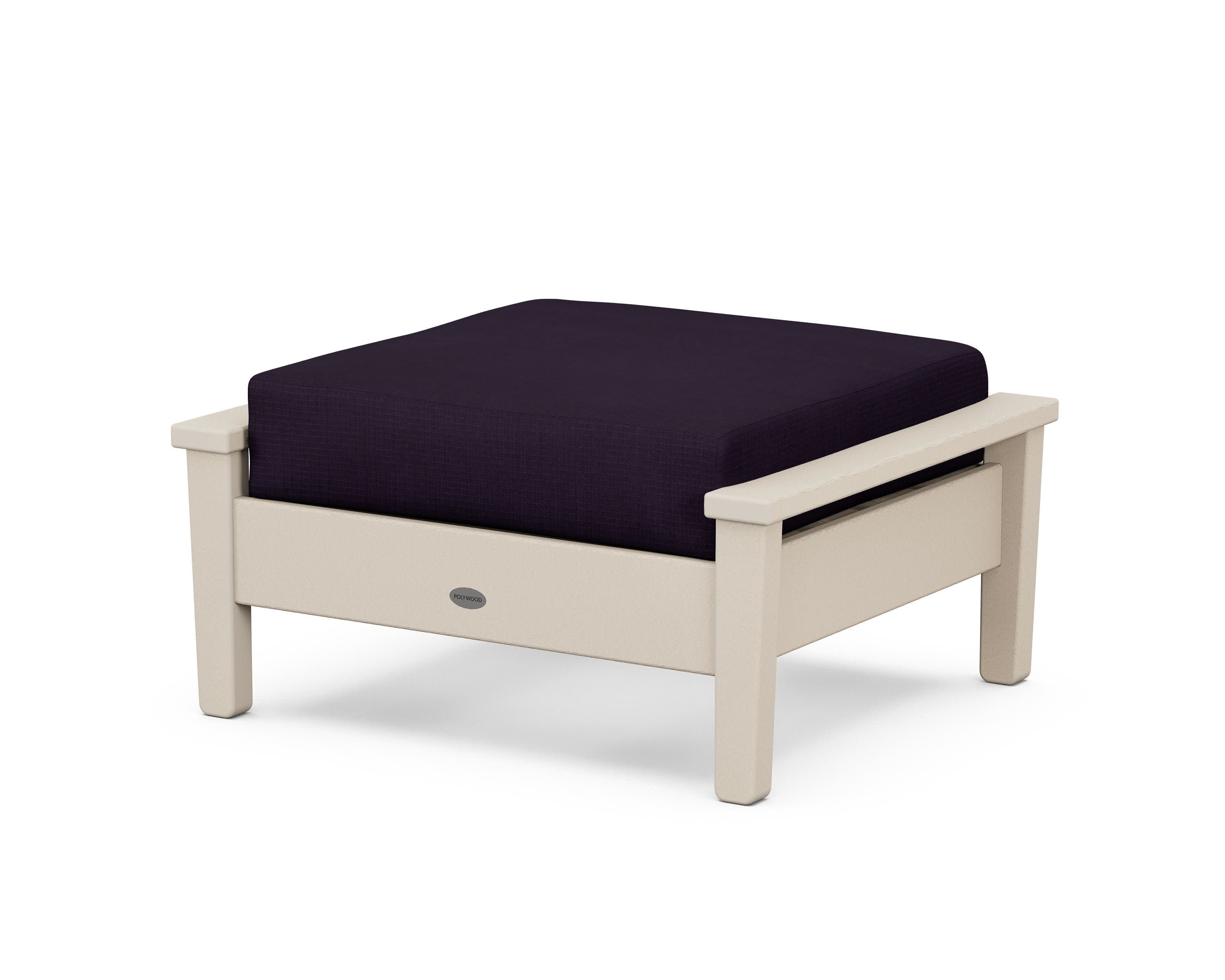 Prescott Deep Seating Ottoman in Sand / Navy Linen