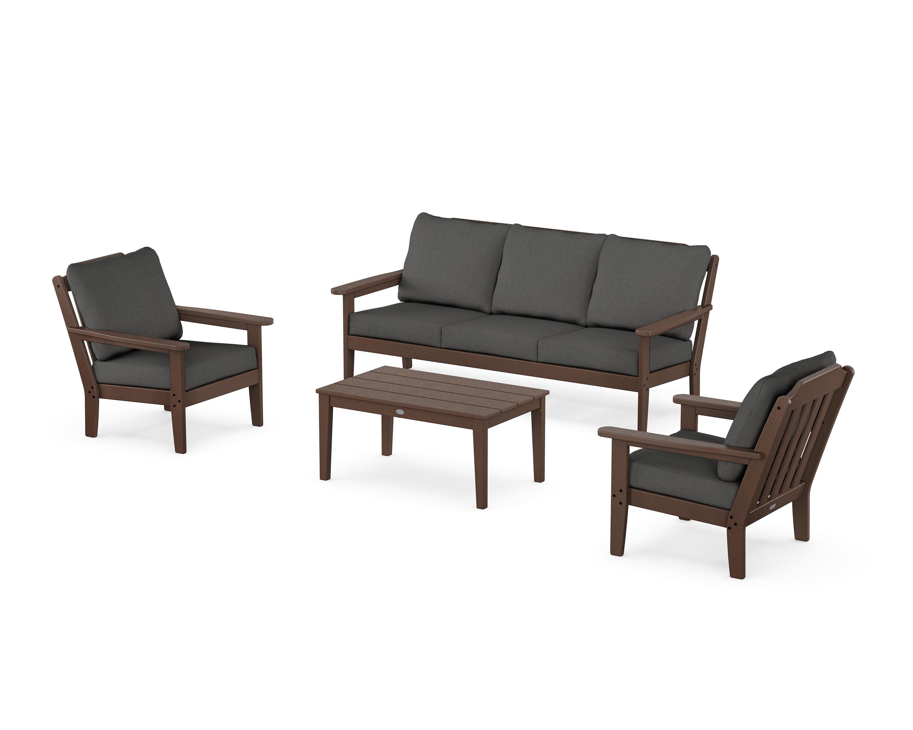 Cottage 4-Piece Deep Seating Set with Sofa in Mahogany / Spectrum Carbon