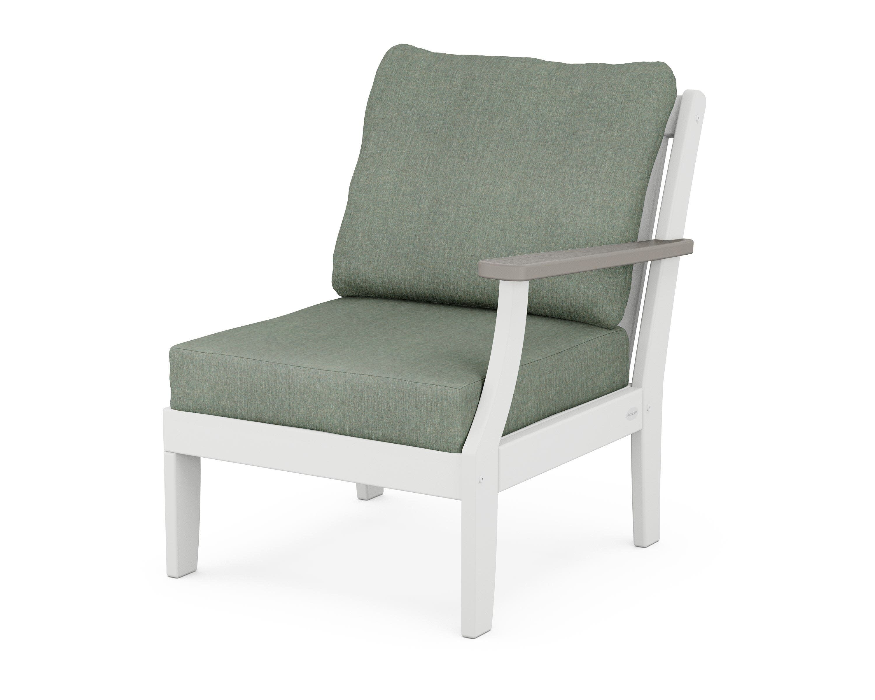 Braxton Modular Right Arm Chair in White / Driftwood / Cast Sage