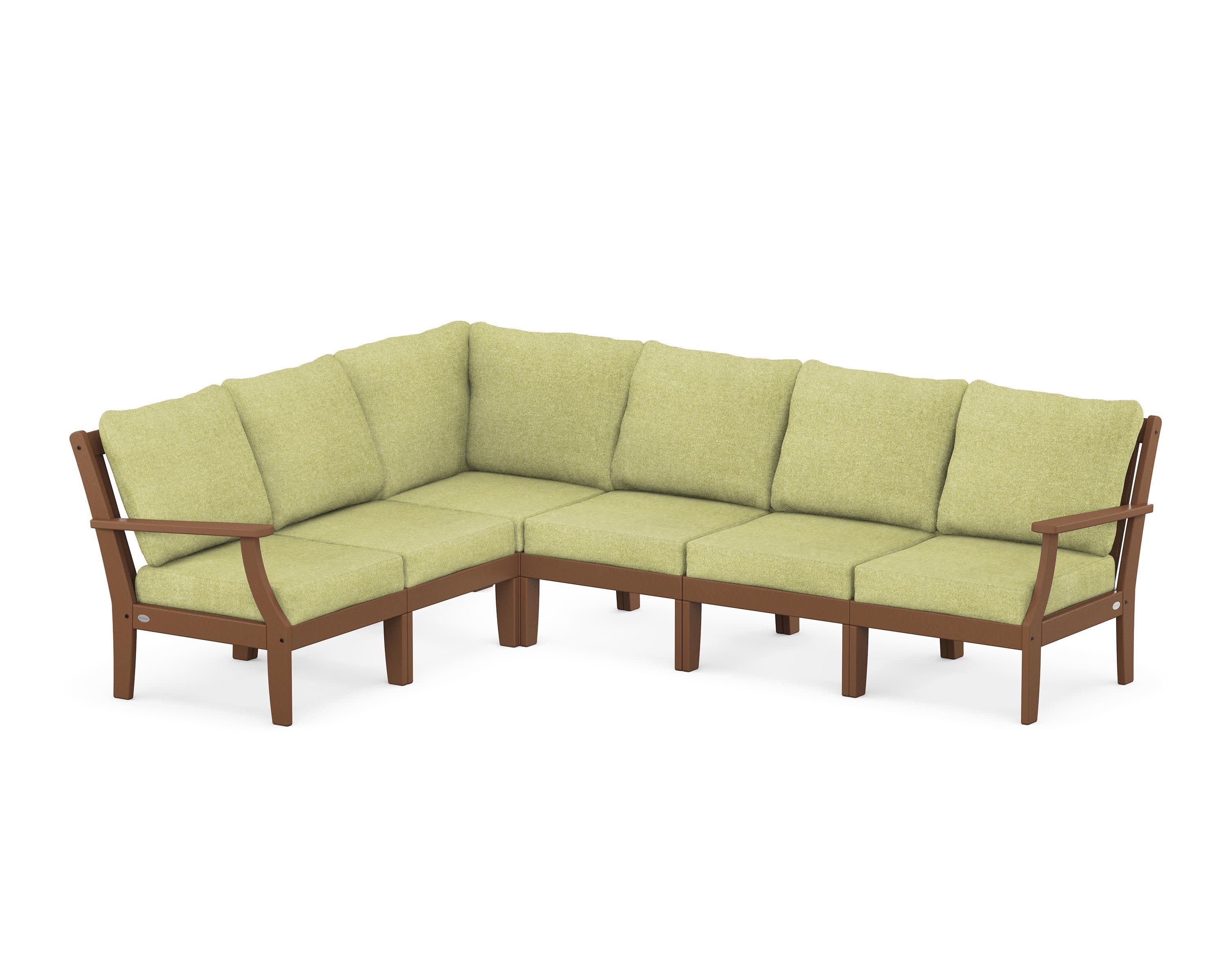 Braxton Modular 6-Piece Deep Seating Set in Teak / Chartreuse Boucle