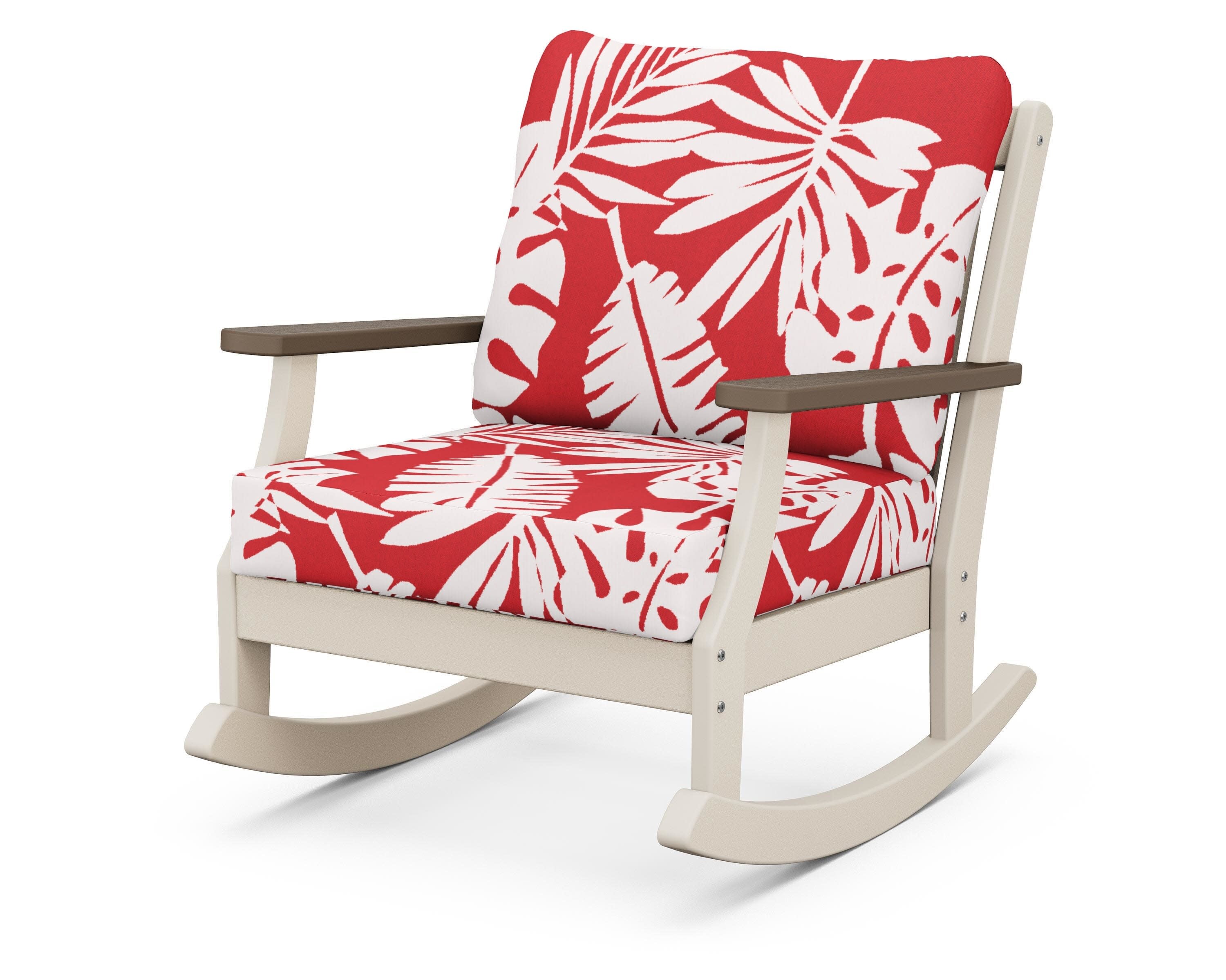 Braxton Deep Seating Rocking Chair in Sand / Kona / Leaf Crimson