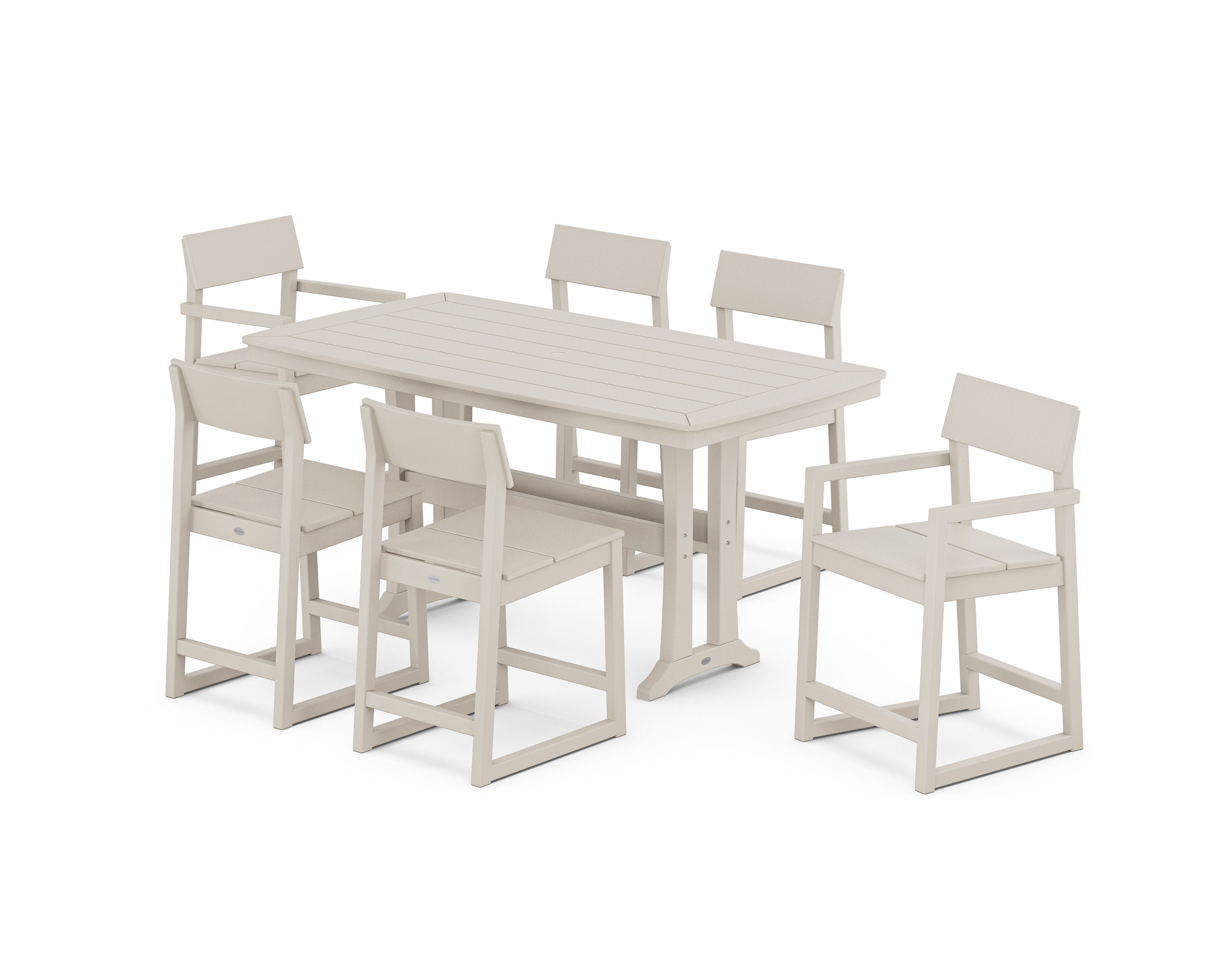EDGE 7-Piece Counter Set with Trestle Legs in Sand
