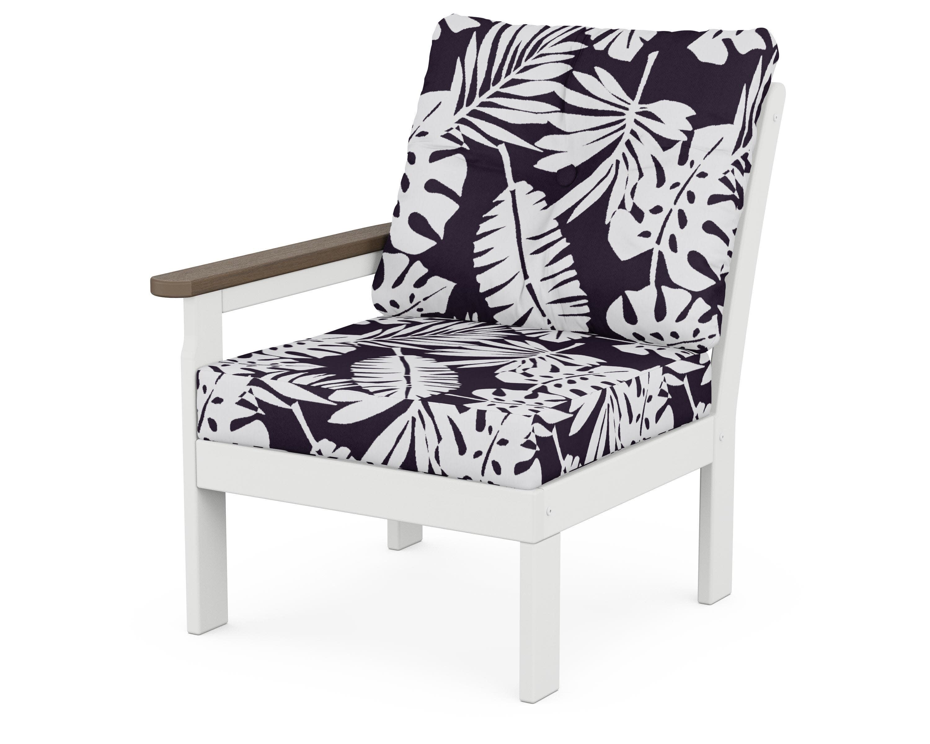 Vineyard Modular Left Arm Chair in White / Kona / Leaf Navy