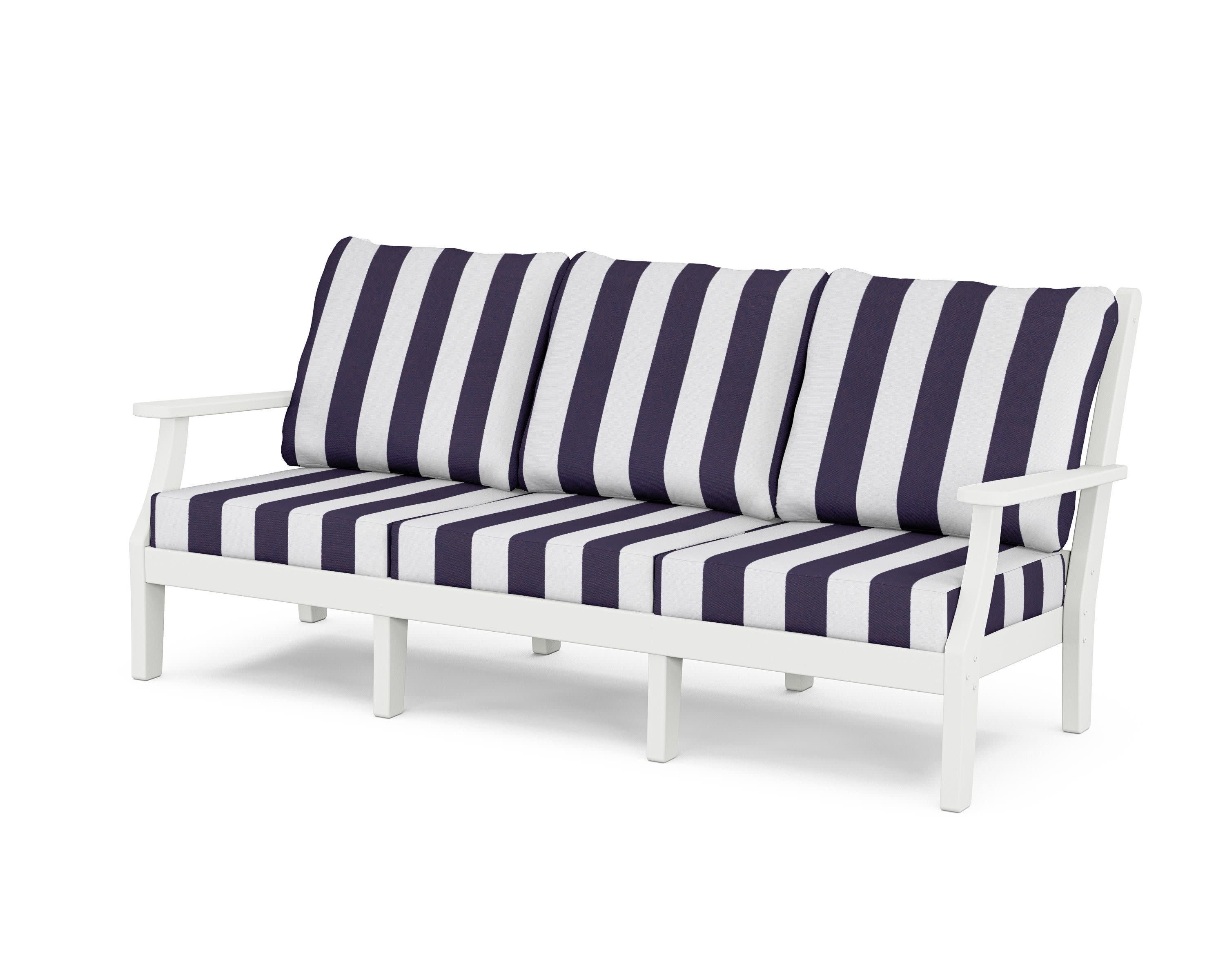 Wovendale Deep Seating Sofa in White / Cabana Stripe Navy