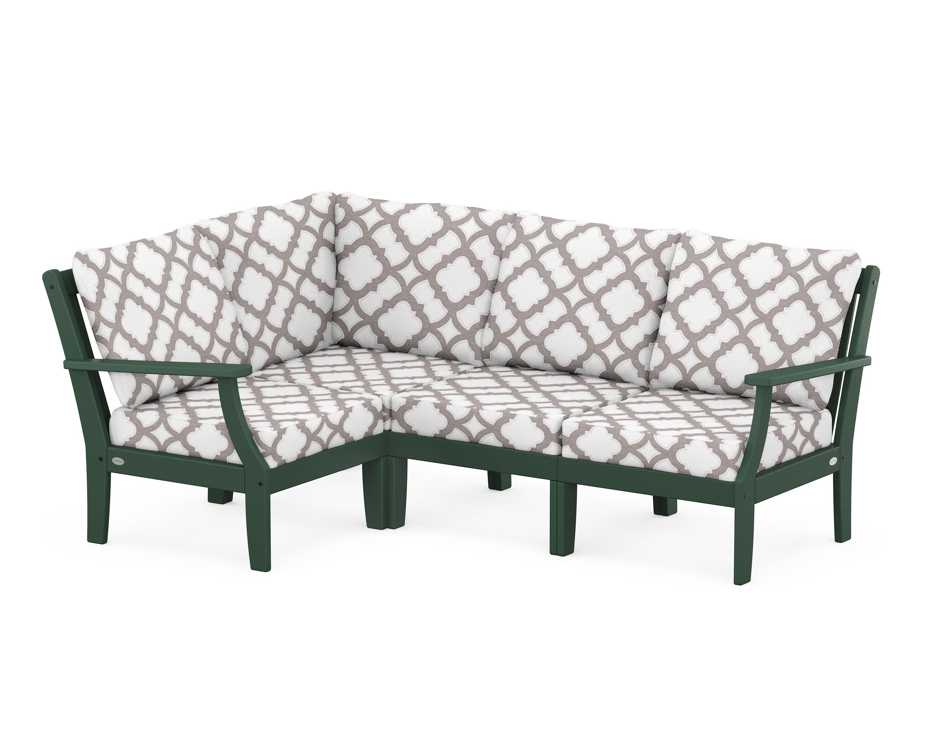 Braxton Modular 4-Piece Deep Seating Set in Green / Trellis Grey Mist