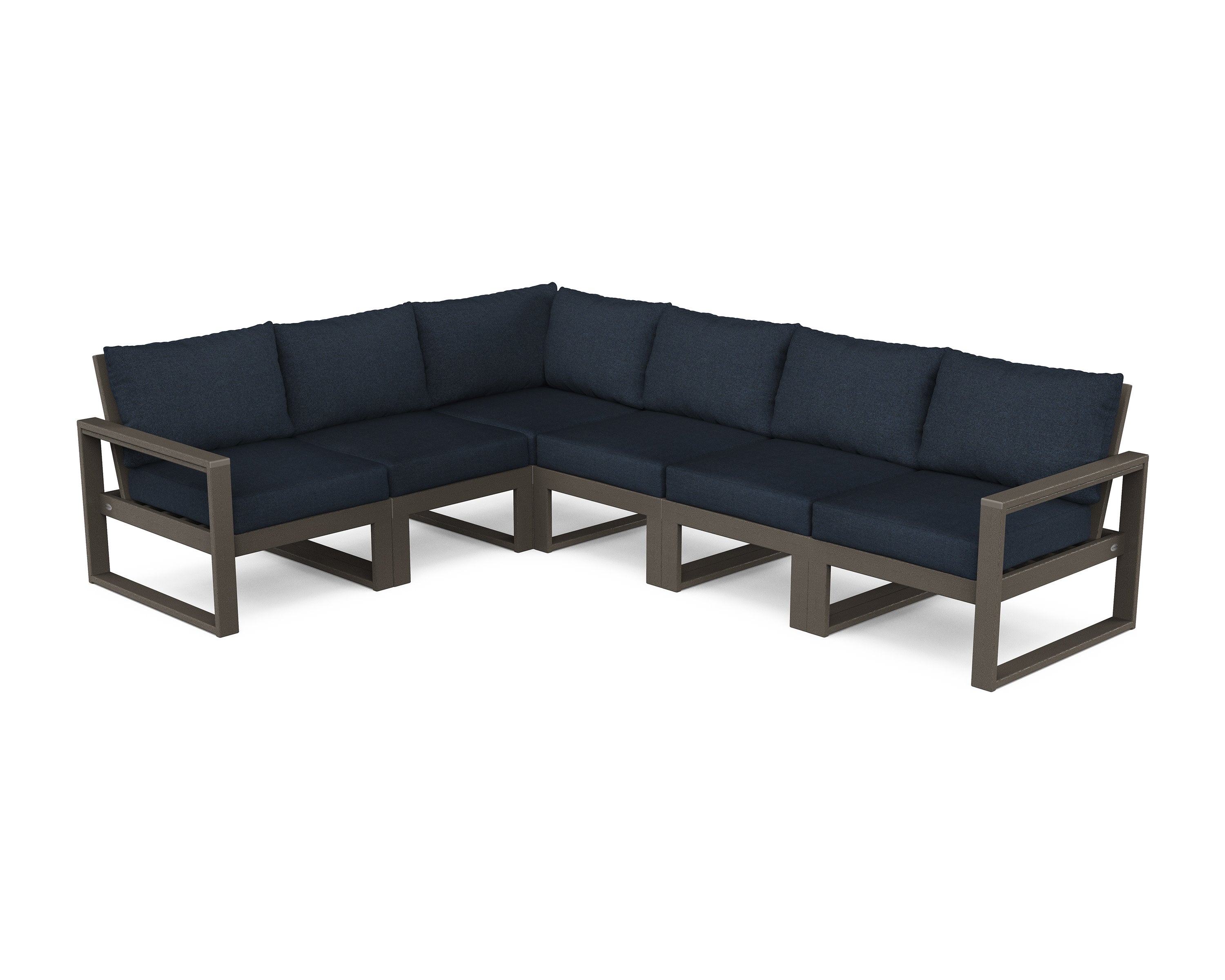 EDGE 6-Piece Modular Deep Seating Set in Vintage Coffee / Marine Indigo