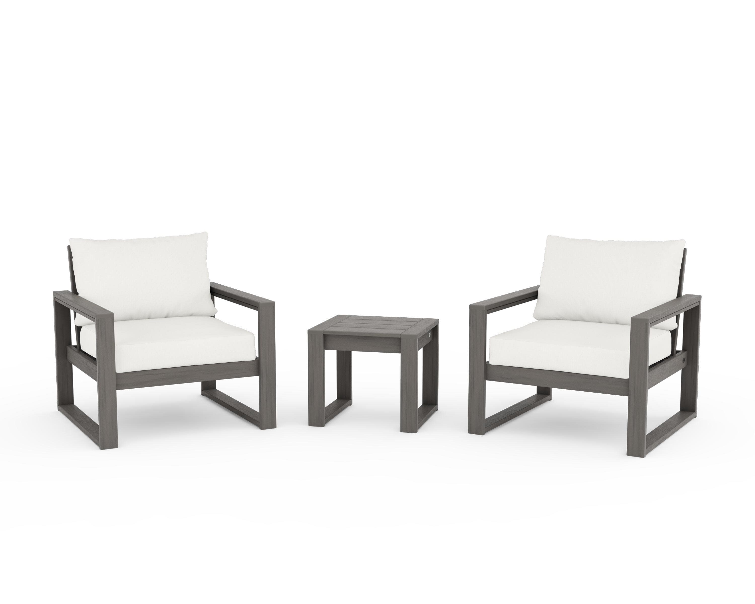 EDGE Sectional 3-Piece Deep Seating Set in Driftwood / Natural Linen