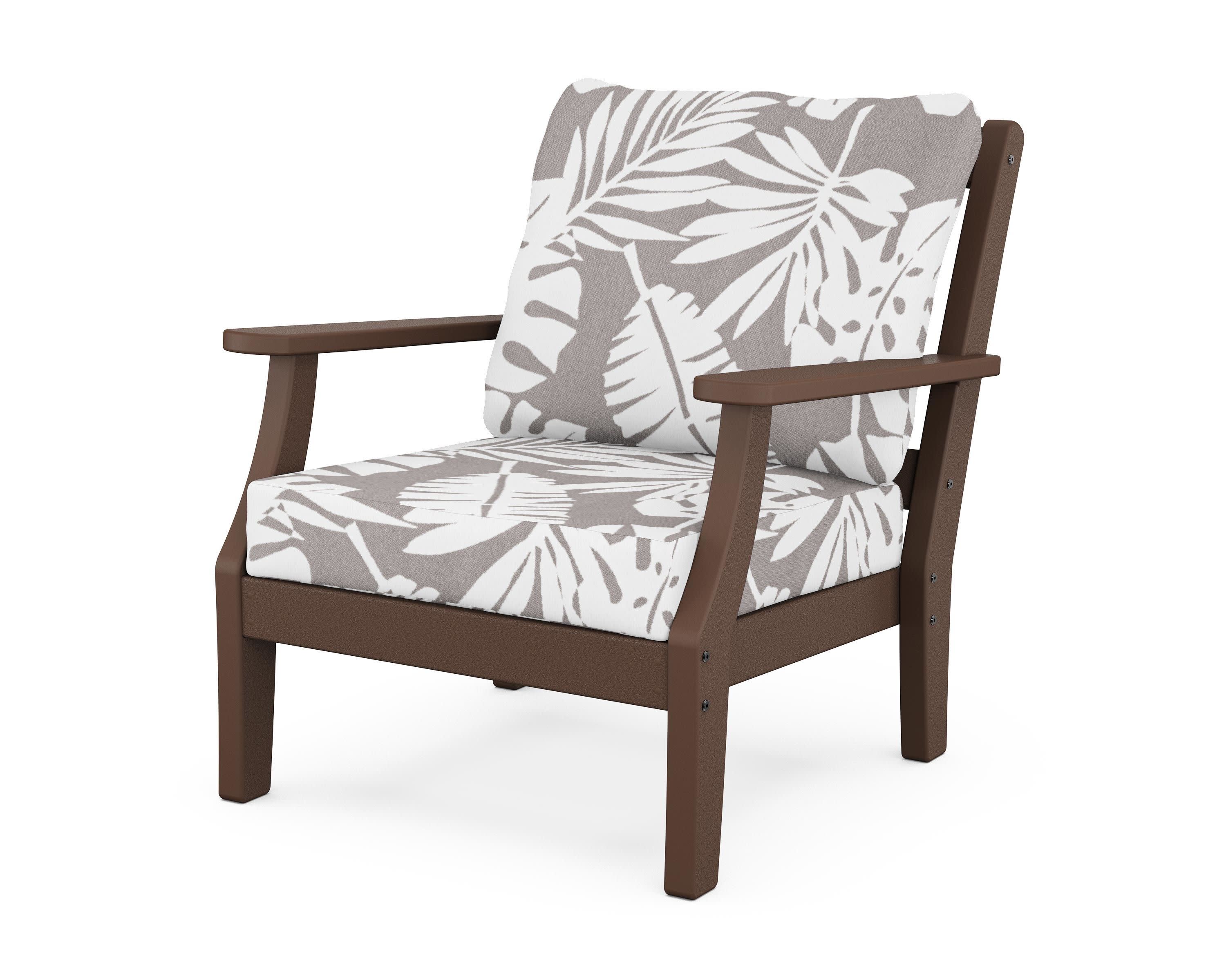 Chinoiserie Deep Seating Chair in Mahogany / Leaf Grey Mist